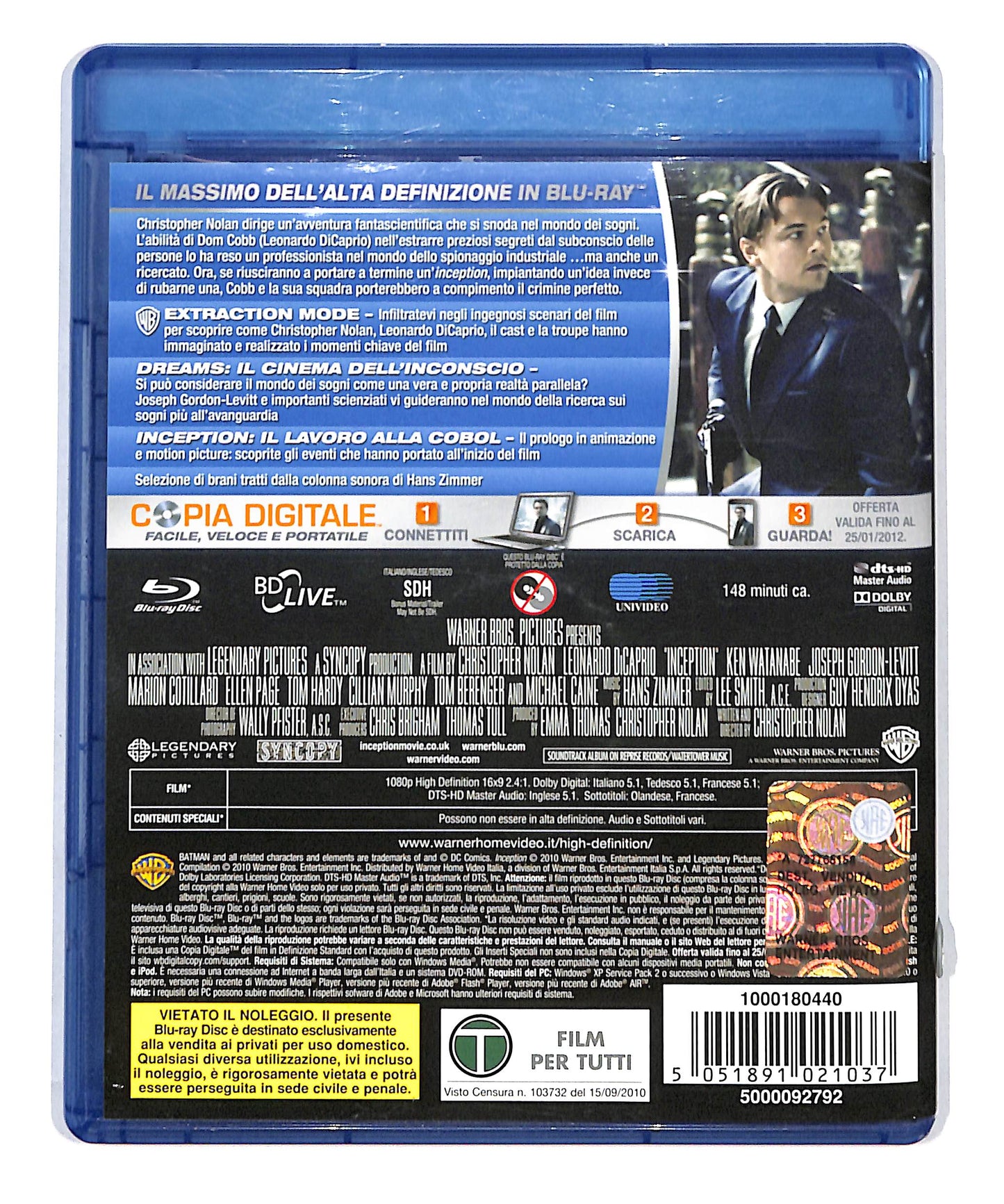 EBOND Inception 2 dischi BLURAY+DVD+COPIA DIGITALE BLURAY DB715414