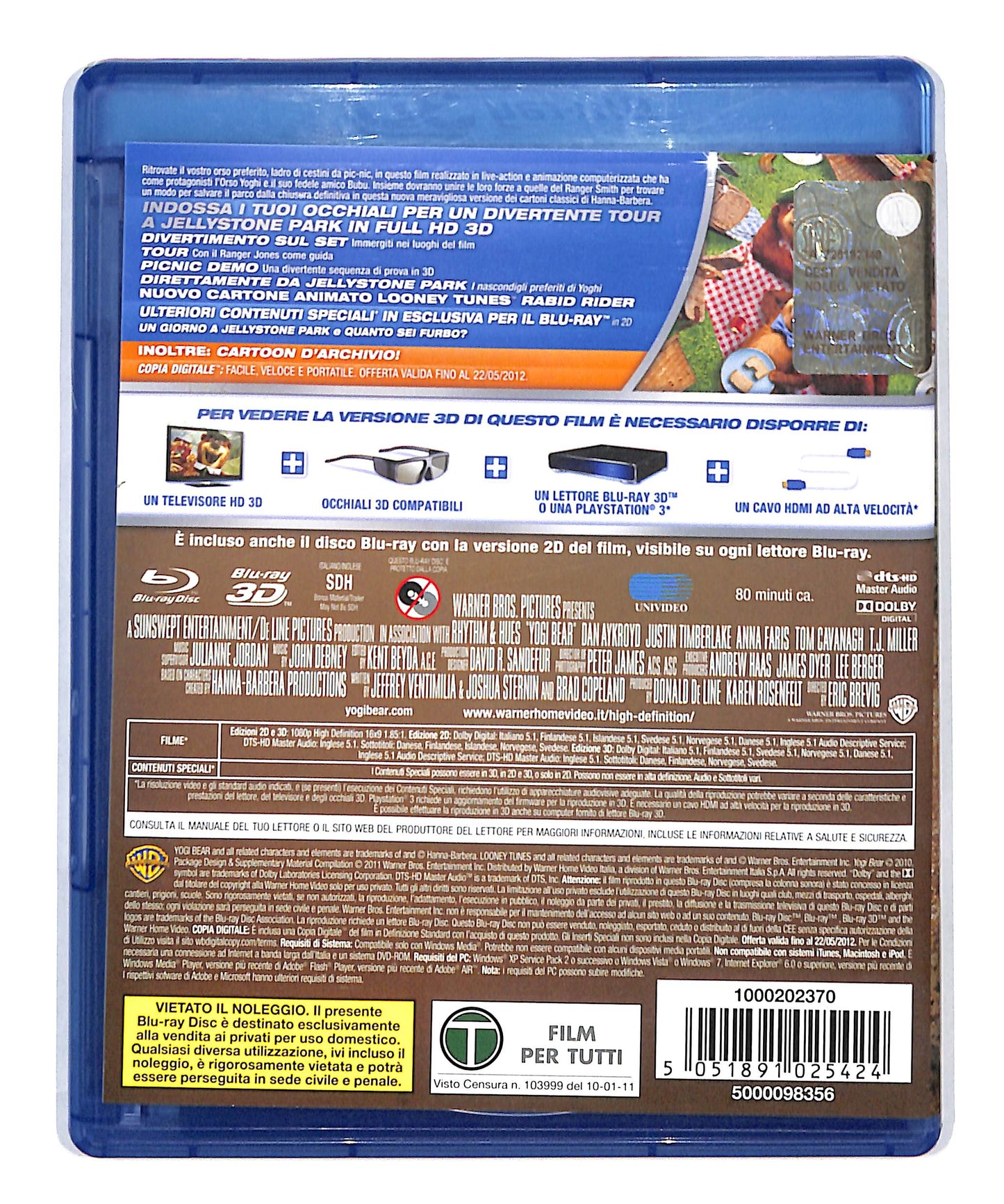 EBOND L'Orso Yoghi BLURAY 3D NO COPIA DIGITALE BLURAY DB715470