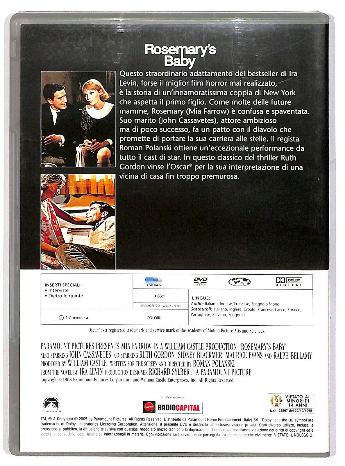 EBOND Rosemary's Baby Con Mia Farrow Editoriale DVD DB715658