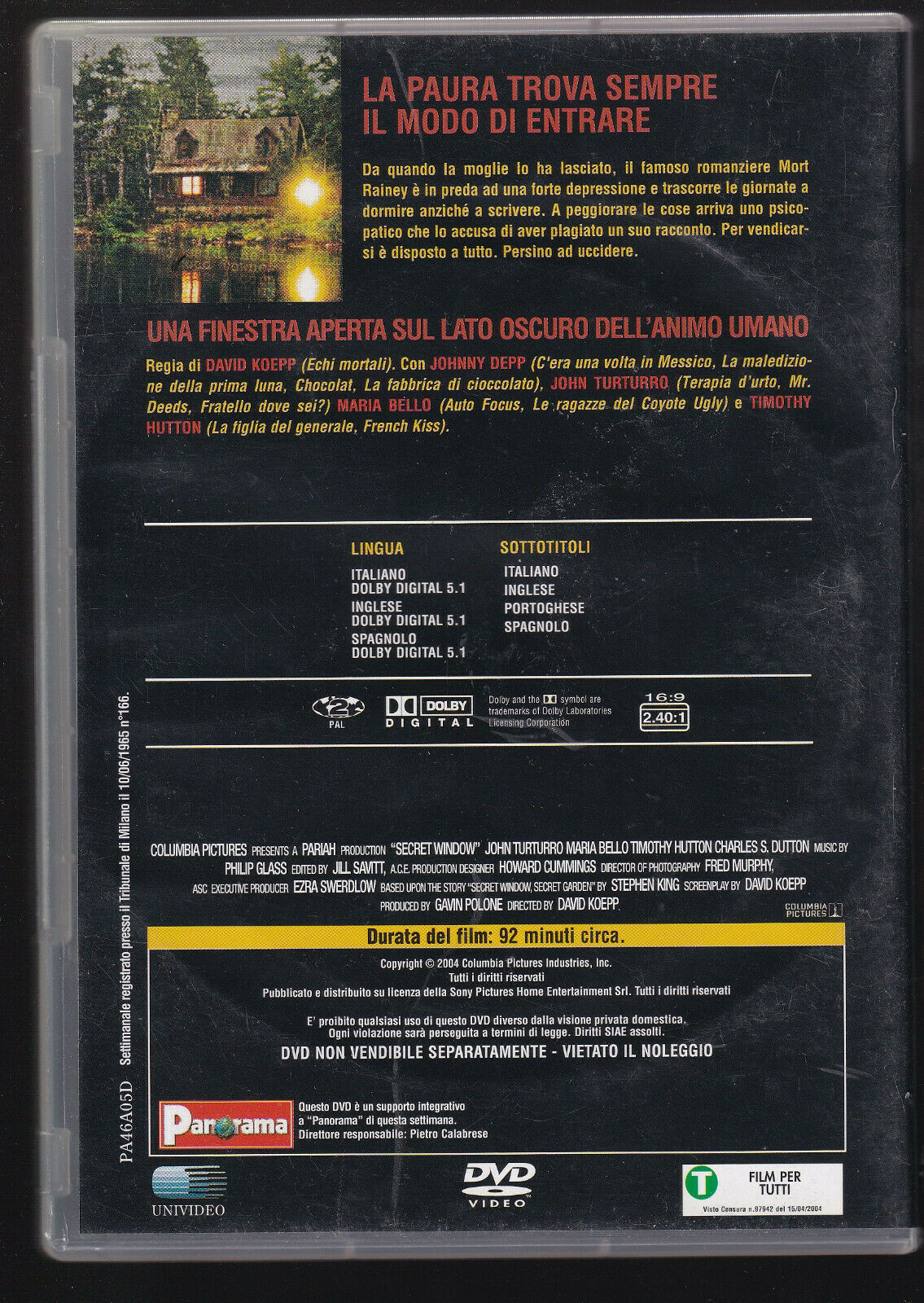 EBOND Secret Window Editoriale DVD DB717446