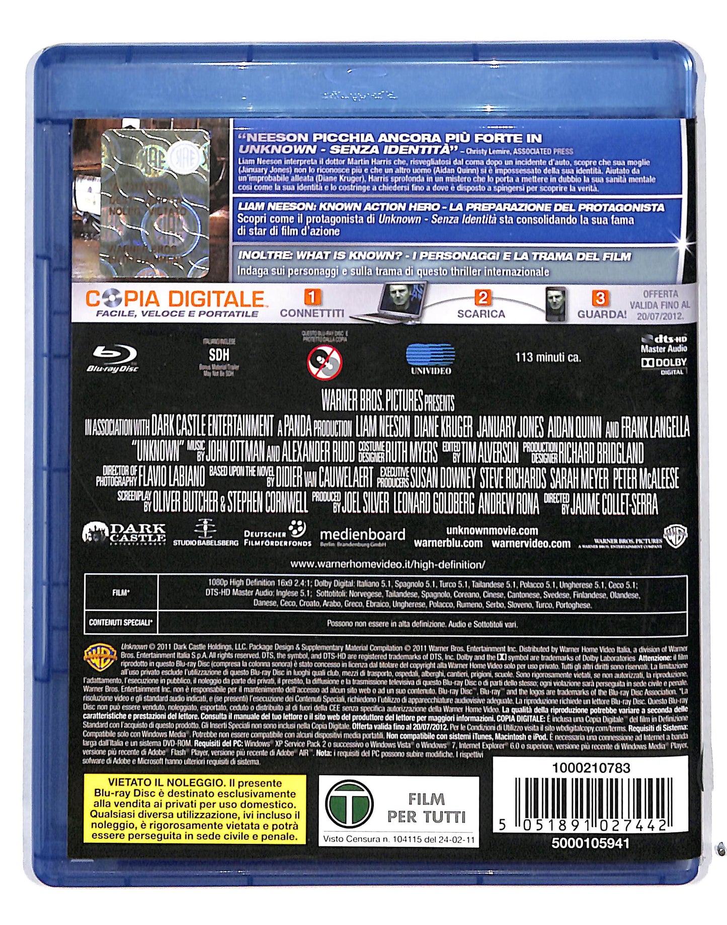 EBOND Unknown - Senza Identita BLURAY BLURAY DB718832