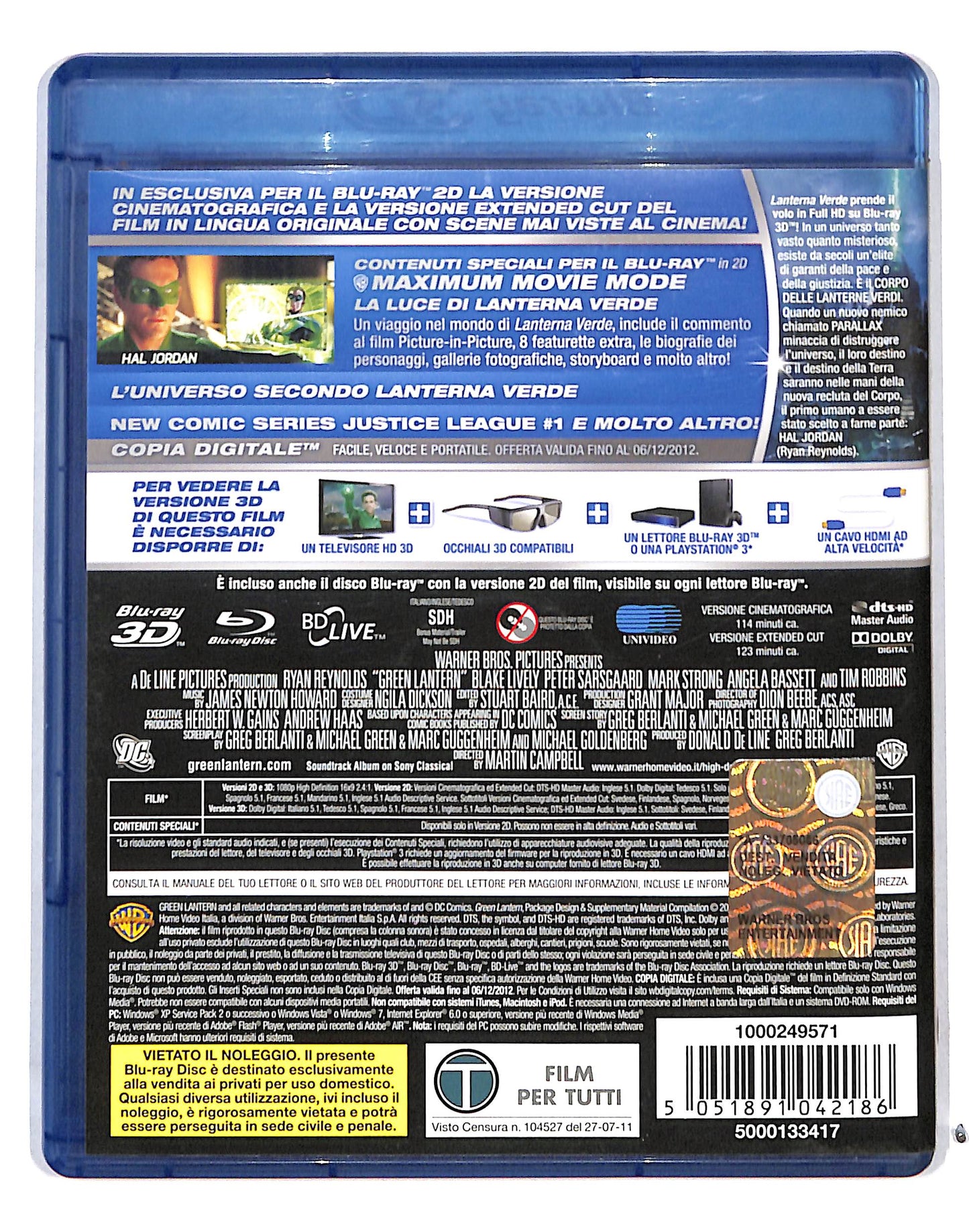 EBOND Lanterna Verde BLURAY + BLURAY 3D+ COPIA DIGITALE BLURAY DB718864
