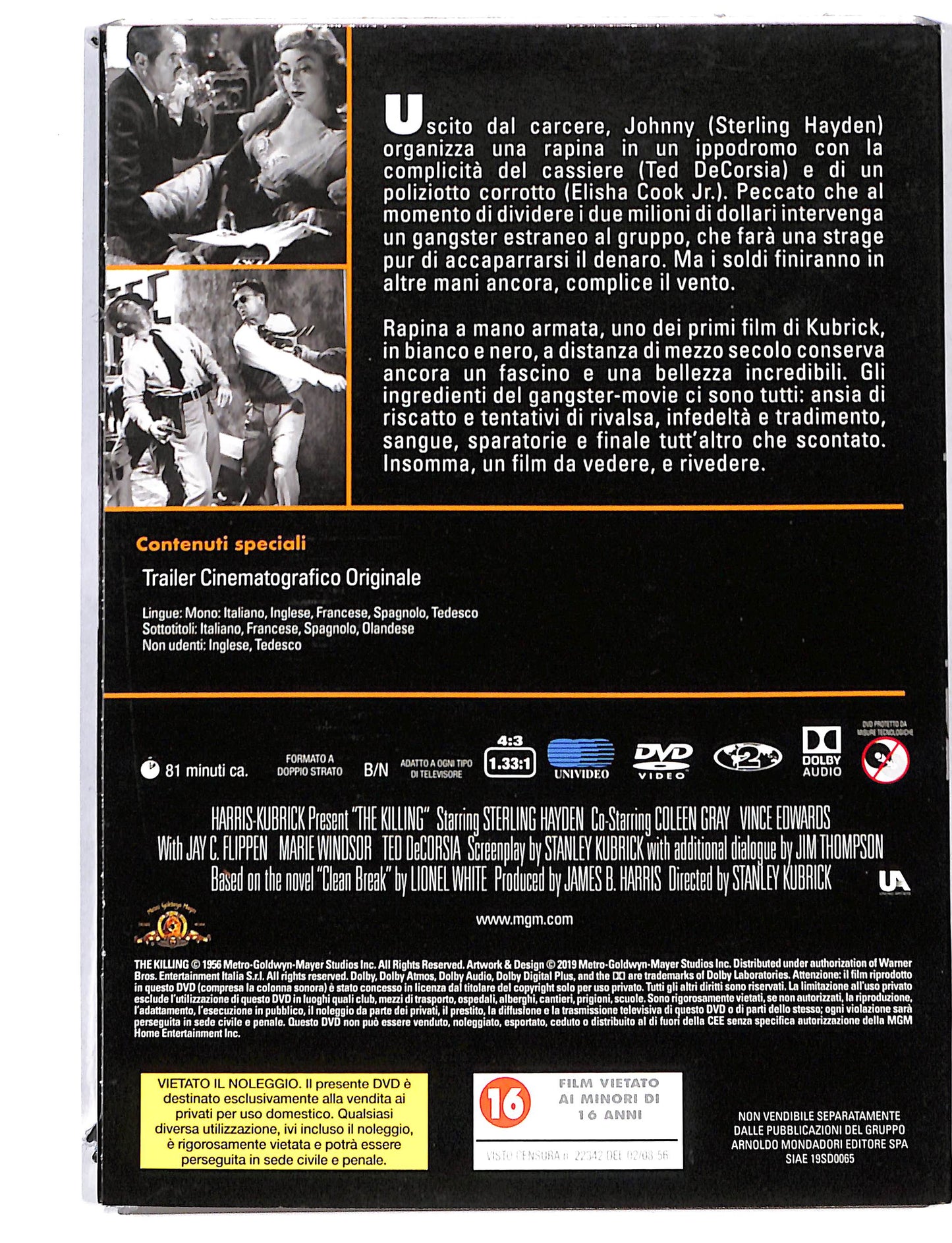 EBOND Stanley Kubrick - rapina a mano armata EDITORIALE DVD DB723602