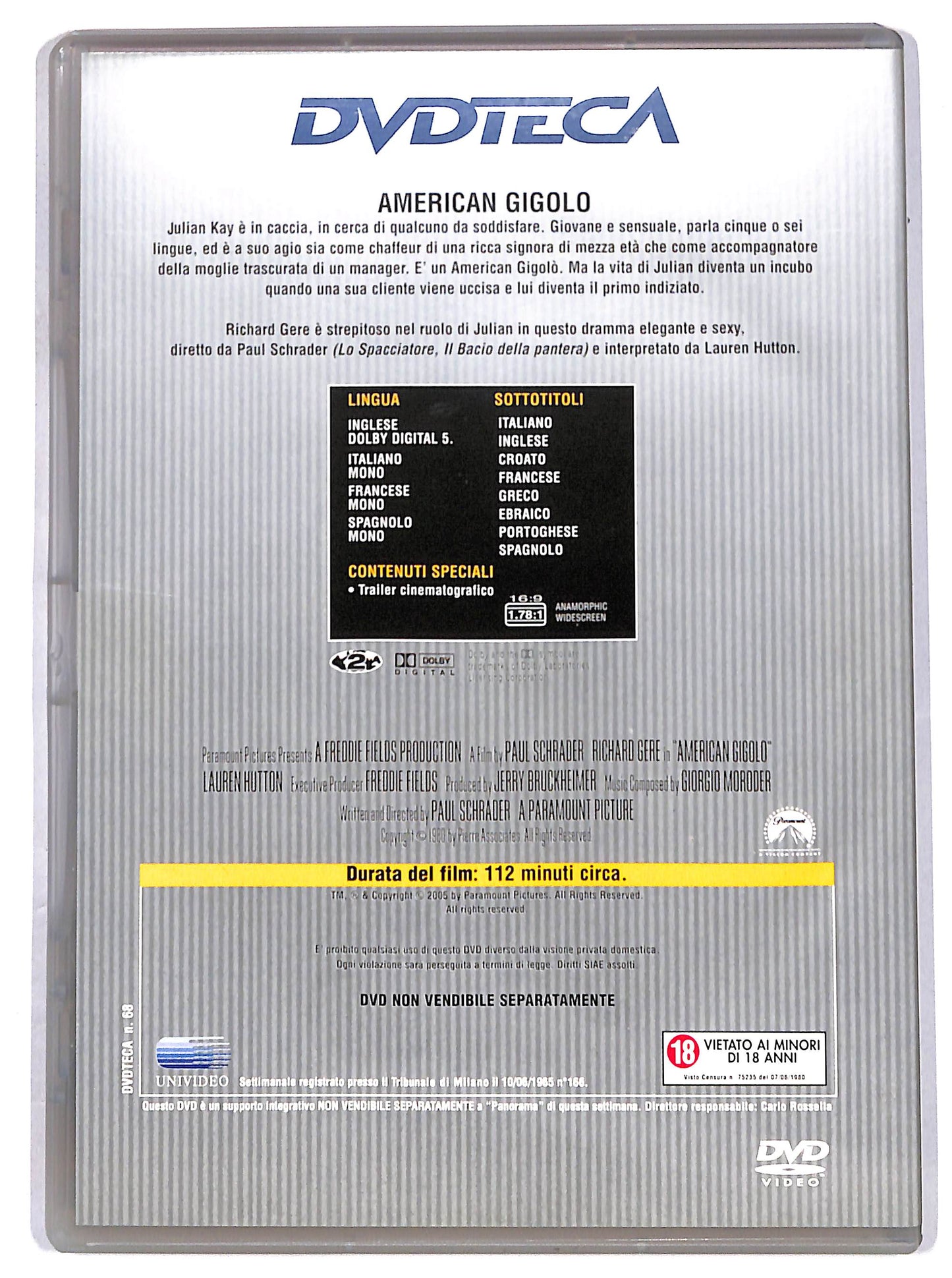 EBOND American Gigolo - EDITORIALE DVD DB724463