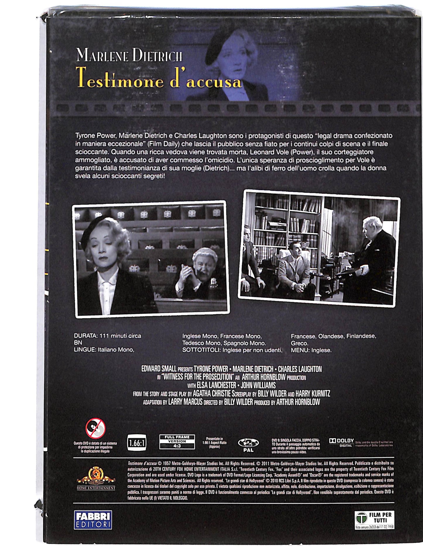 EBOND Le Grandi star di Hollywood - Testimone d'accusa DVD DB725439