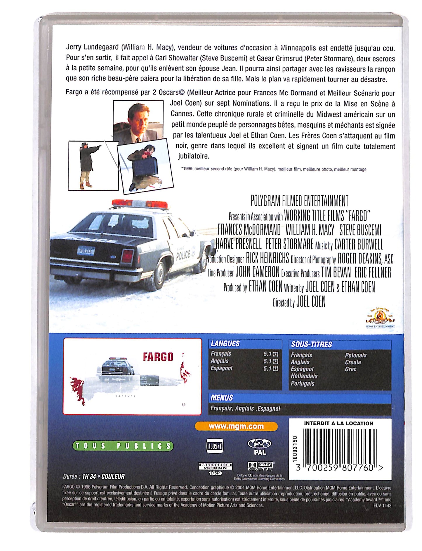 EBOND Fargo Edizione Francia DVD DB725947