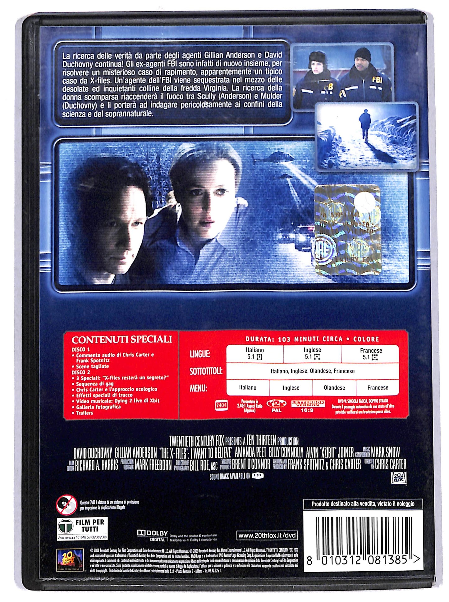 EBOND X Files - Voglio Crederci ( 2 dvd) NOLEGGIO DVD DB729664