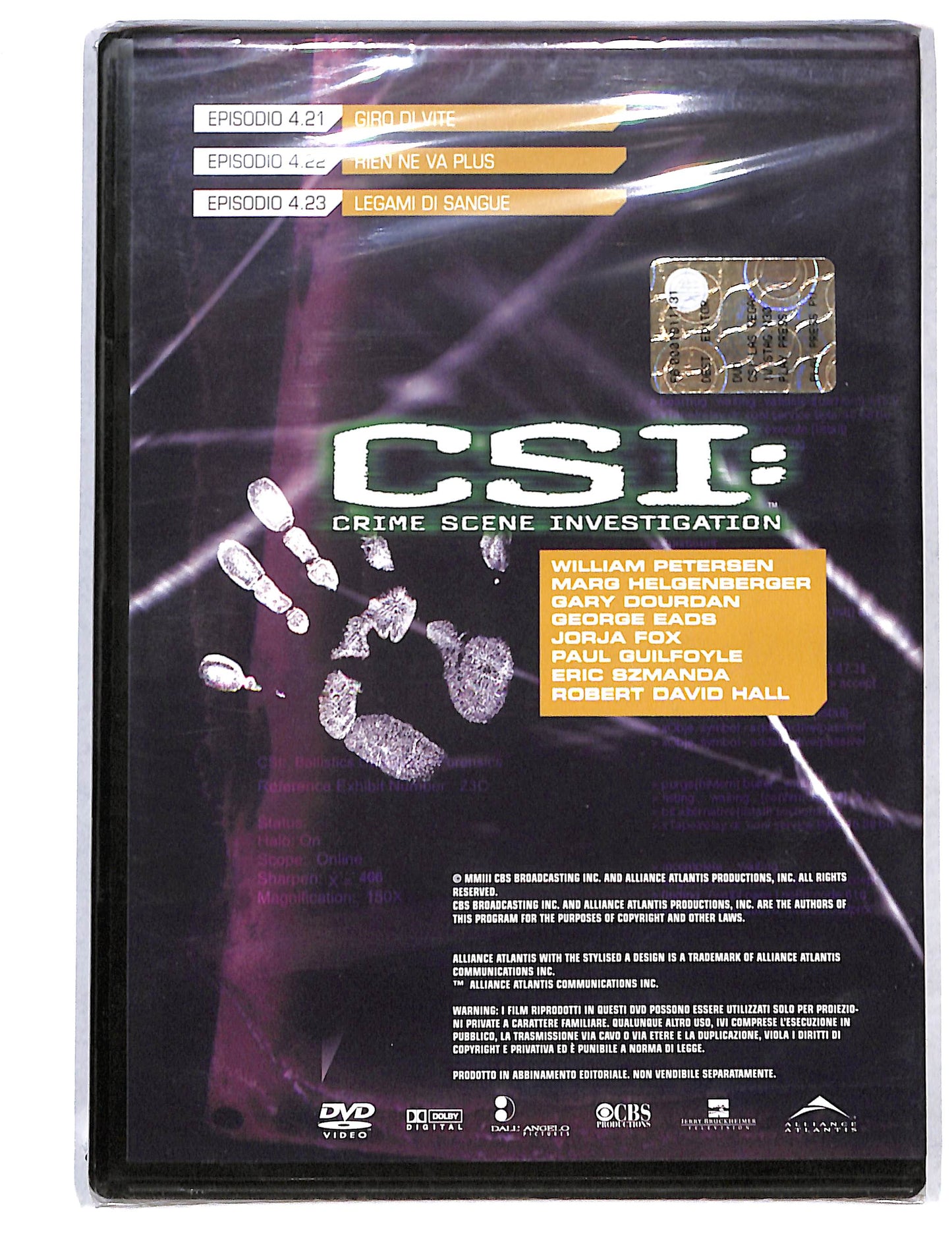 EBOND CSI quarta stagione disco 6 episodi 4.21- 4.23 DVD DB736132