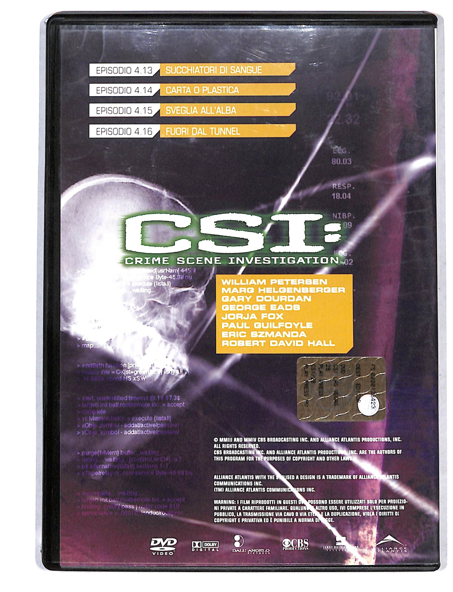 EBOND CSI Quarta Stagione disco 4 episodi 4.13 - 4.16 DVD DB736150