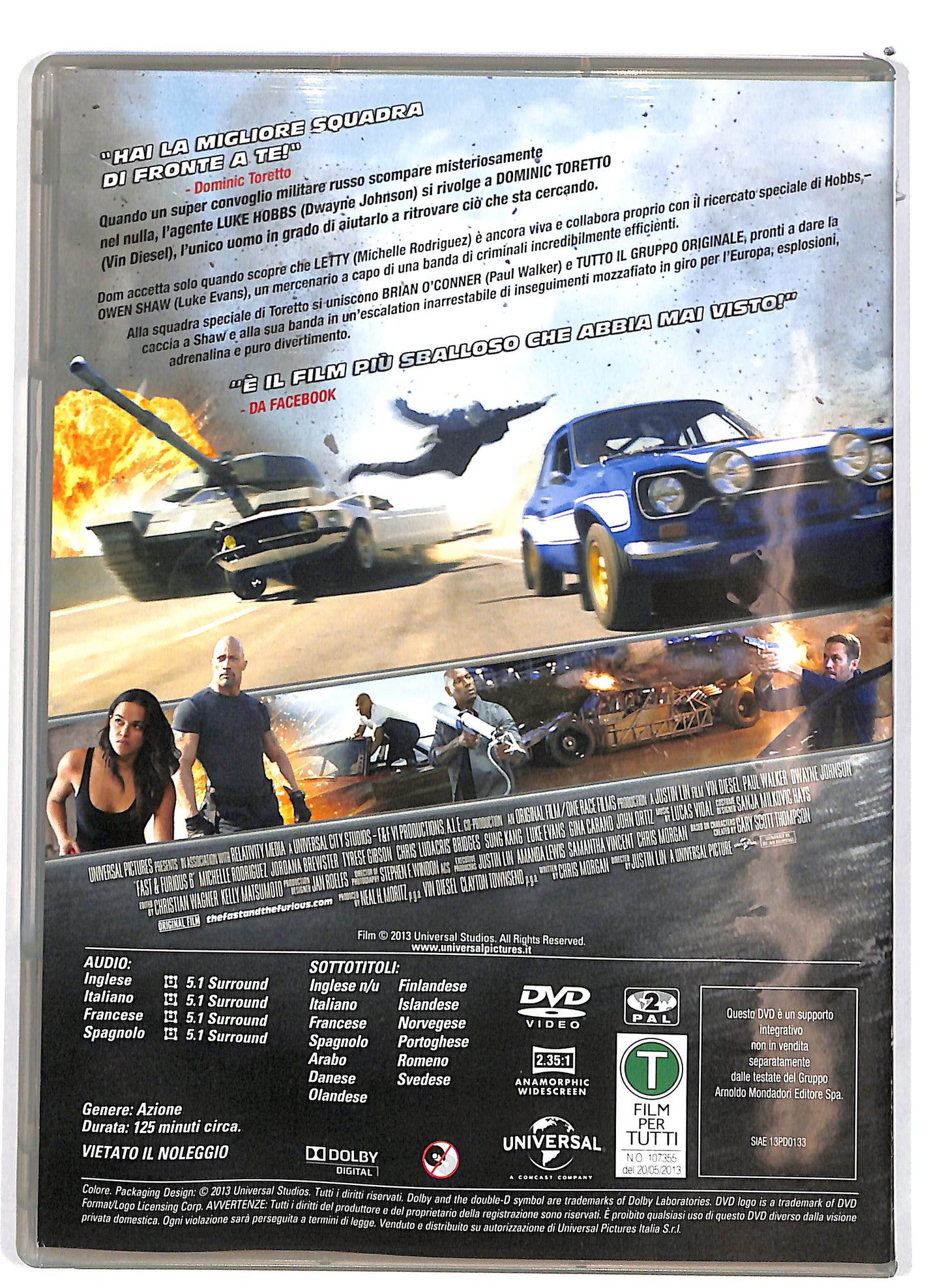 EBOND Fast & Furious 6 EDITORIALE DVD DB746927