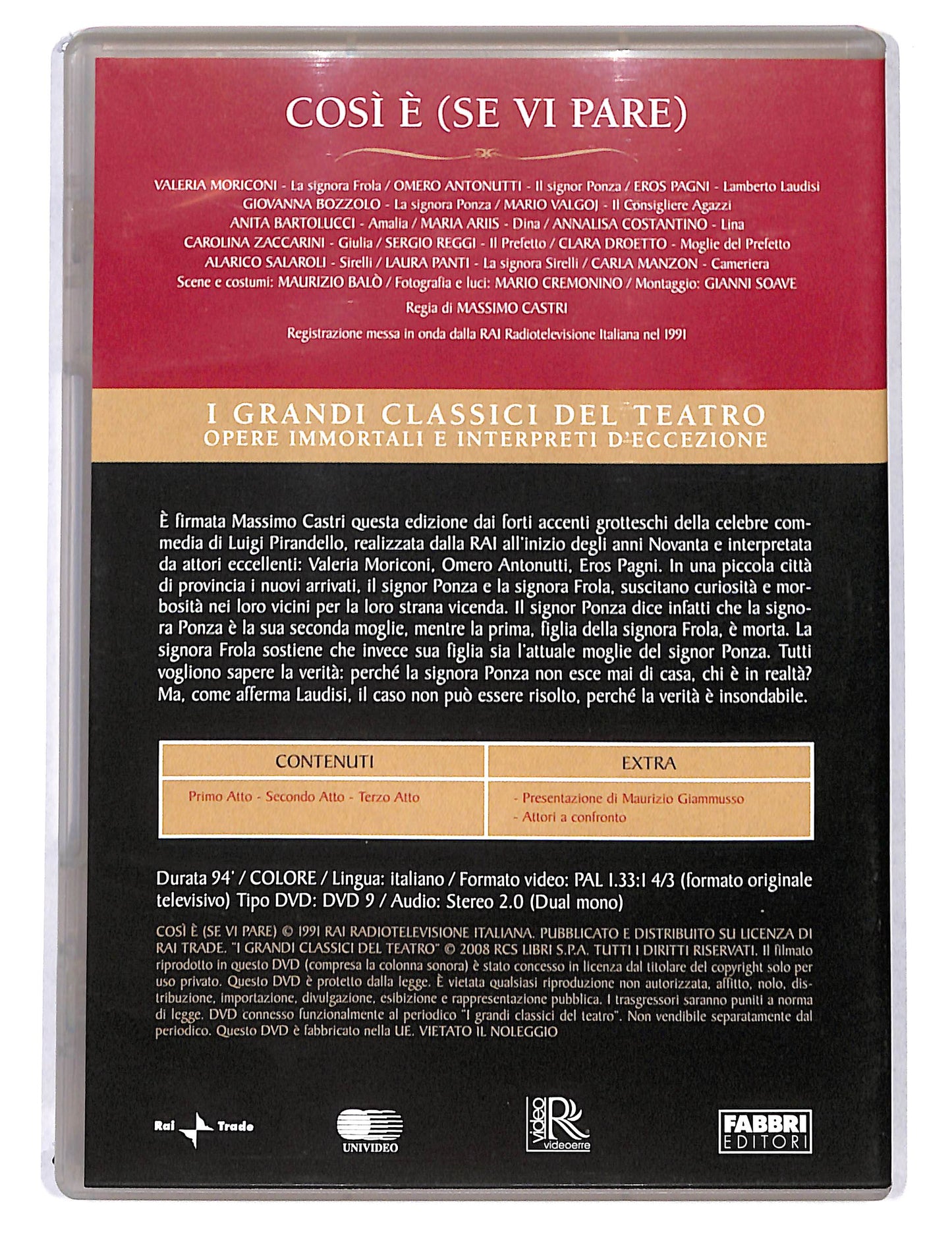 EBOND I Grandi Classici del teatro - Pirandello cosi e se vi pare DVD DB748801