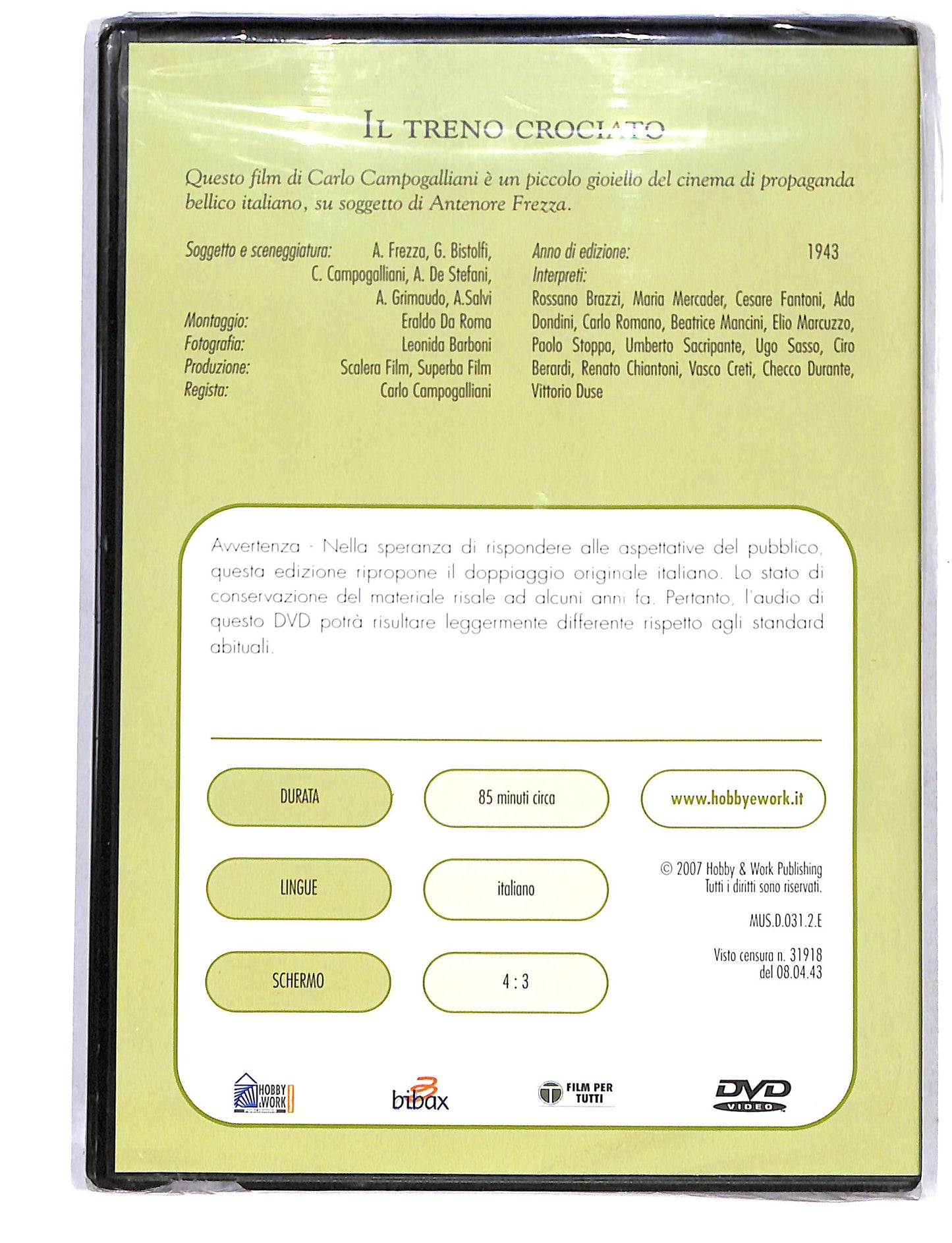EBOND Il Cinema del Fascismo - Il treno crociato EDITORIALE DVD DB753219