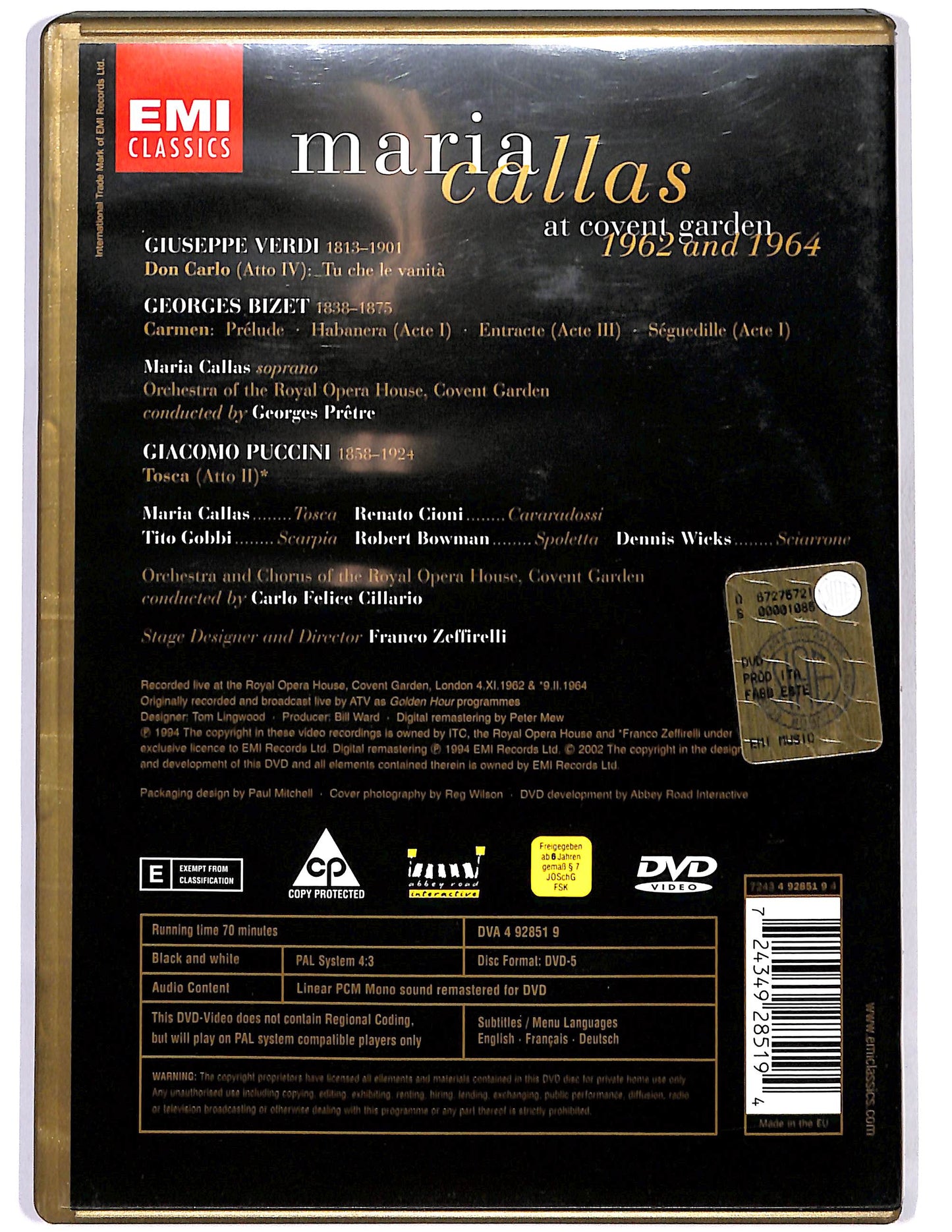 EBOND Maria Callas At covent garden 1962 and 1964 DVD DB753648