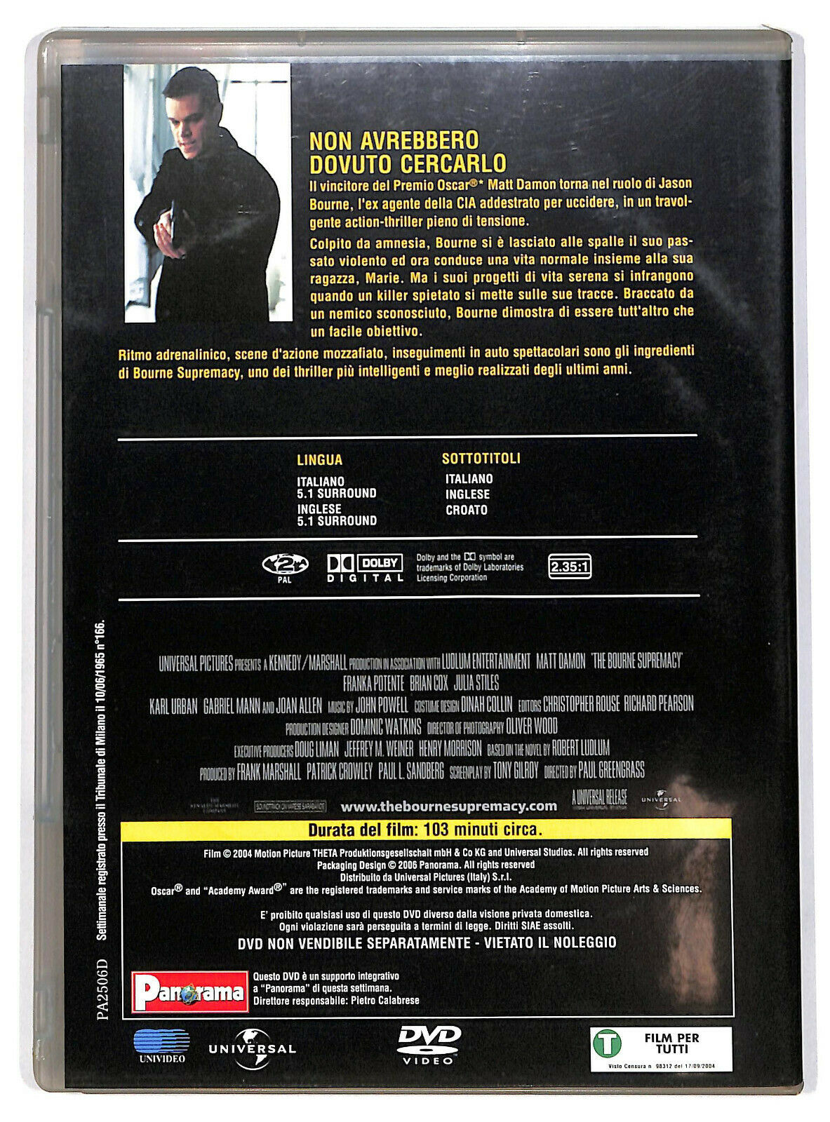 EBOND The Bourne Supremacy Editoriale DVD DB758609