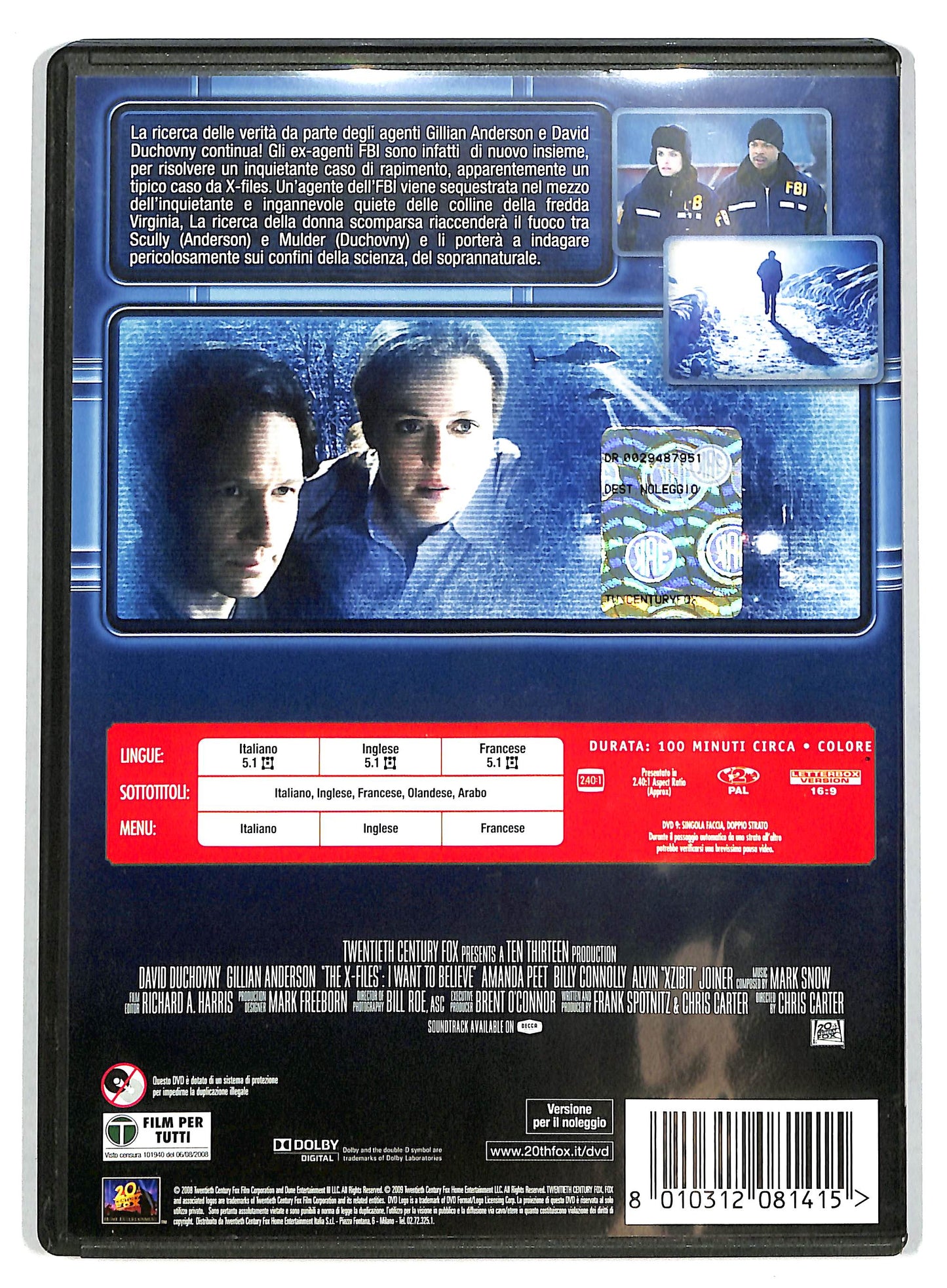 EBOND X-Files - Voglio crederci DVD DB760314