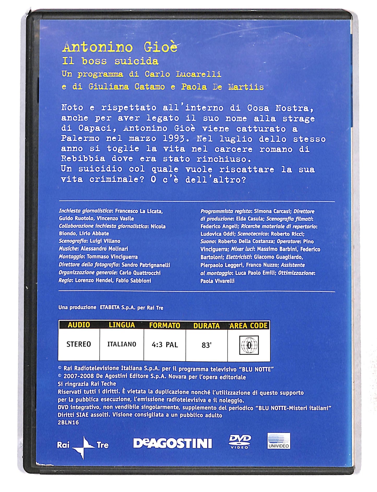 EBOND Blu Notte Vol.16 Antonino Gioe il boss suicida DVD DB761417