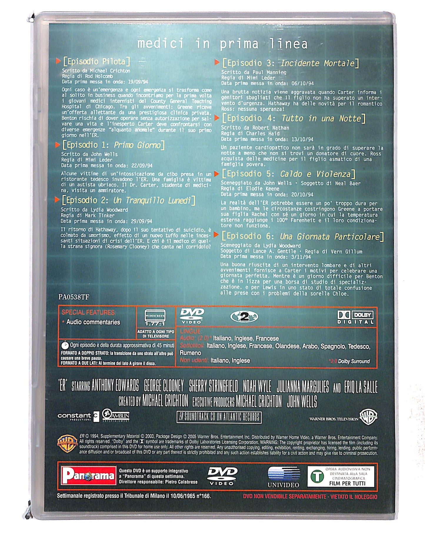 EBOND ER Medici In Prima Linea Anno 1 disco 1 eps pilota + 1-6 DVD DB761442