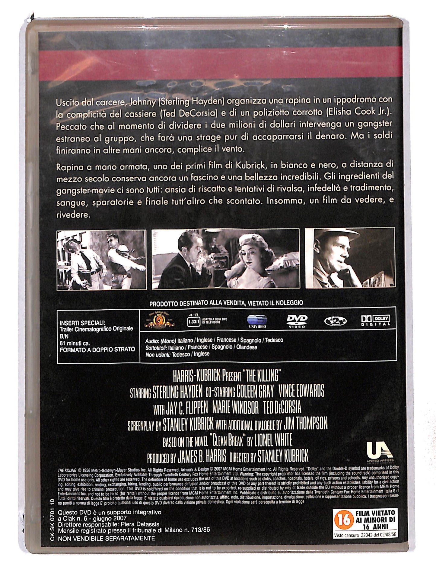 EBOND Kubrick Collection - Rapina a mano armata EDITORIALE DVD DB768425