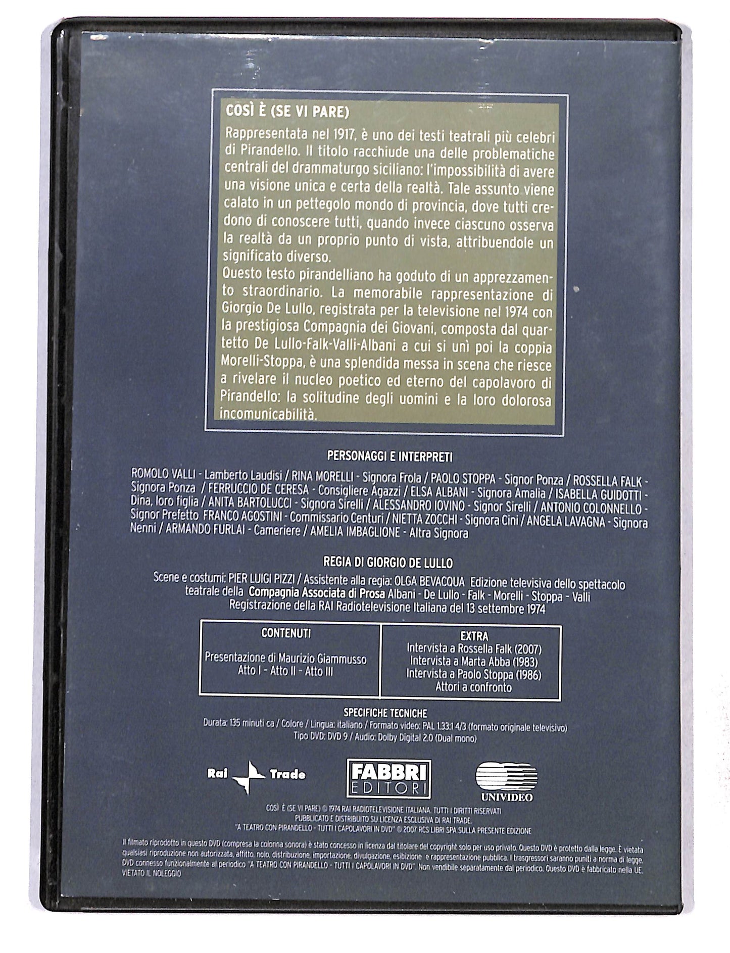 EBOND A teatro con Pirandello - cosi e se vi pare EDITORIALE DVD DB768473