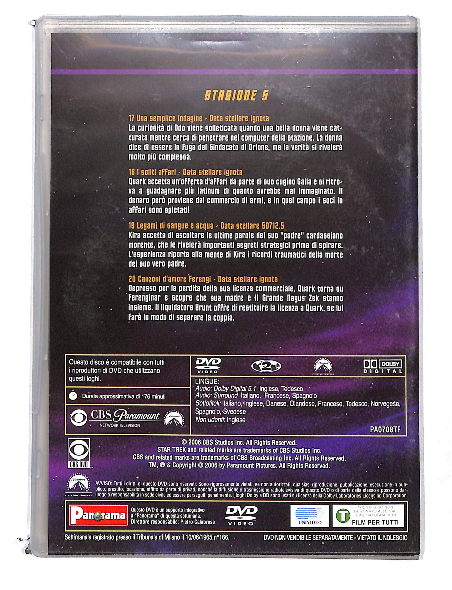 EBOND StarTrek deep space nine stagione 5 disco 5 - eps 17-20 DVD DB769136