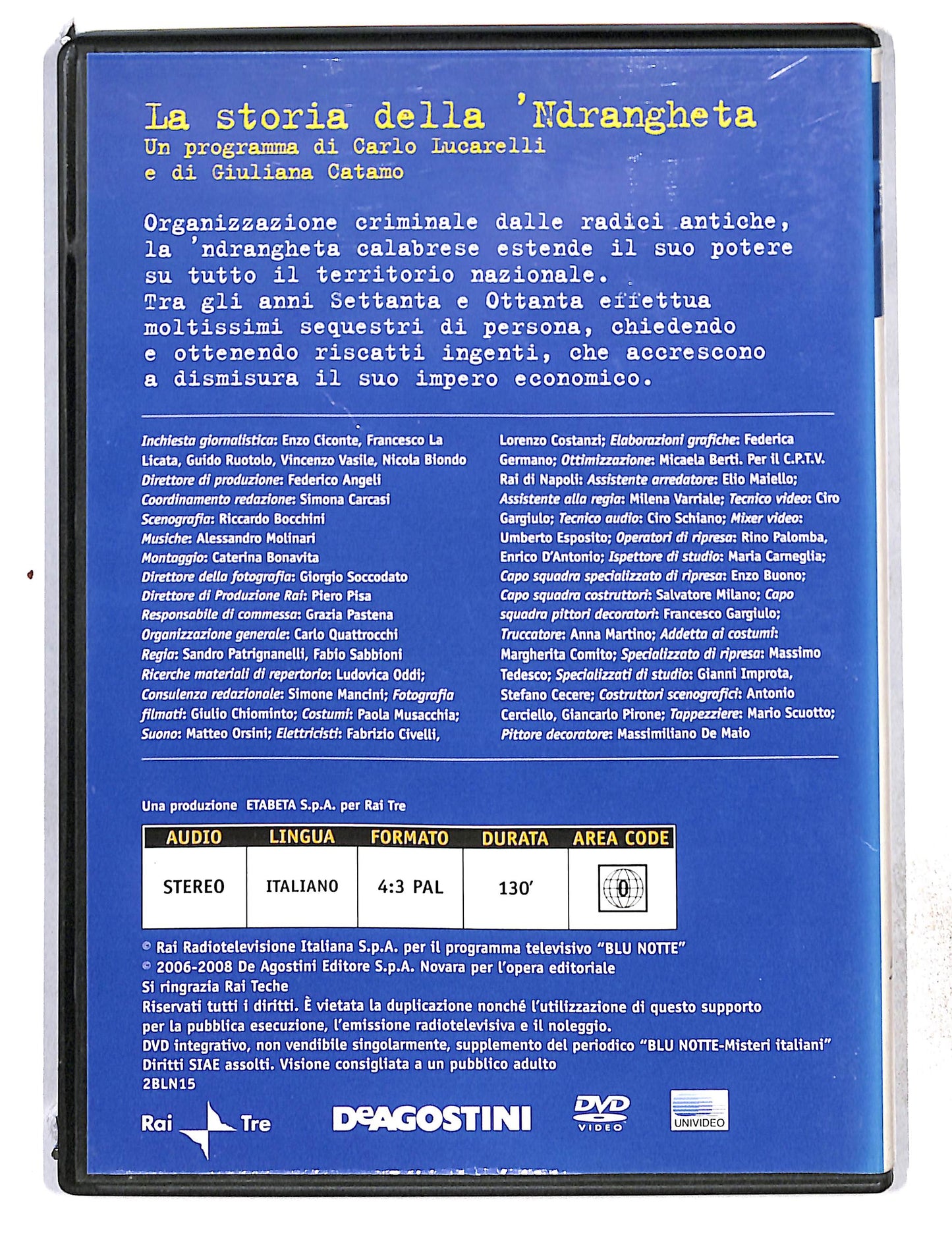 EBOND Blu Notte Vol.15 la storia della'Ndrangheta EDITORIALE DVD DB772817