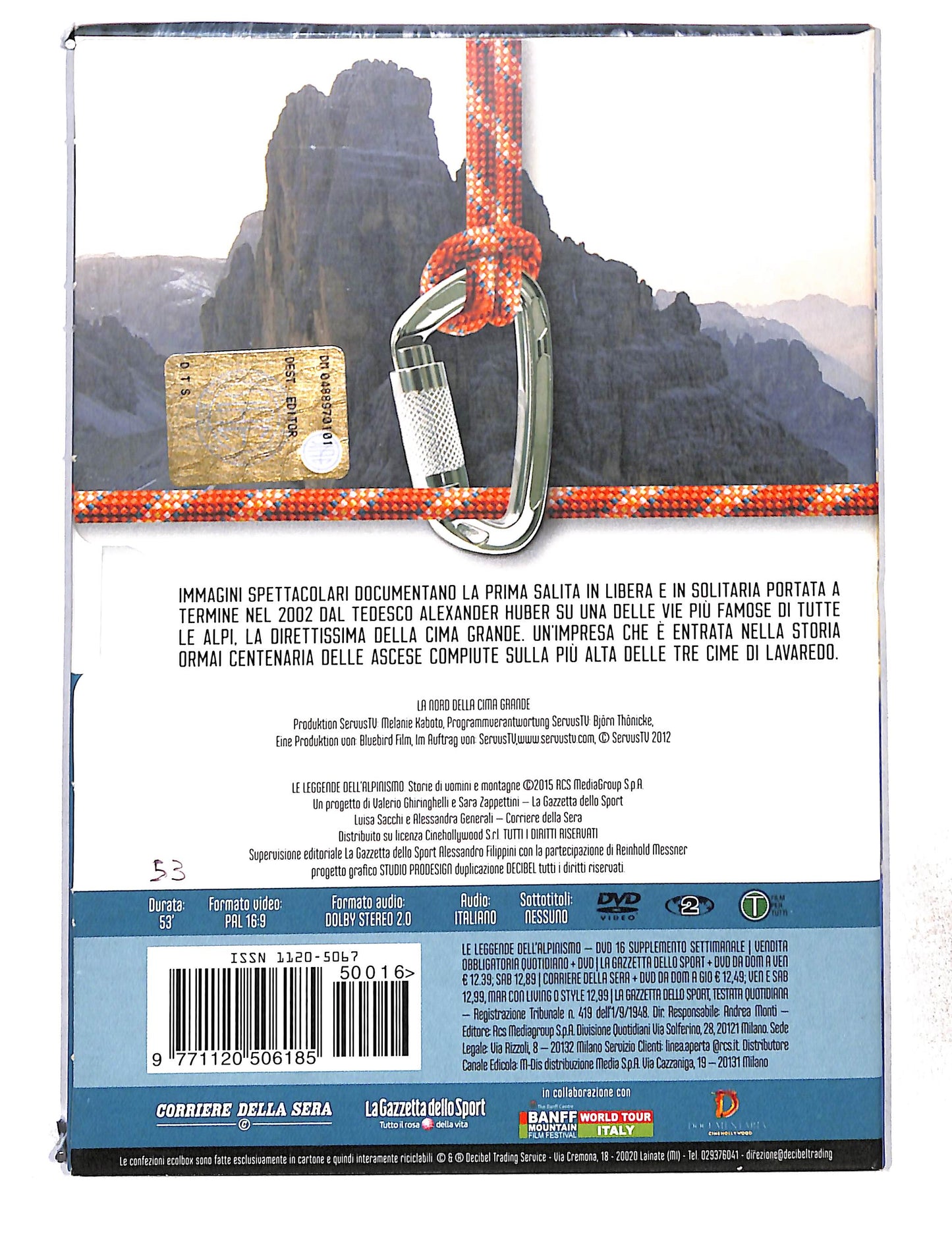 EBOND Le Leggende Dell'Alpinismo Vol.16 la nord della cima grande DVD DB772826