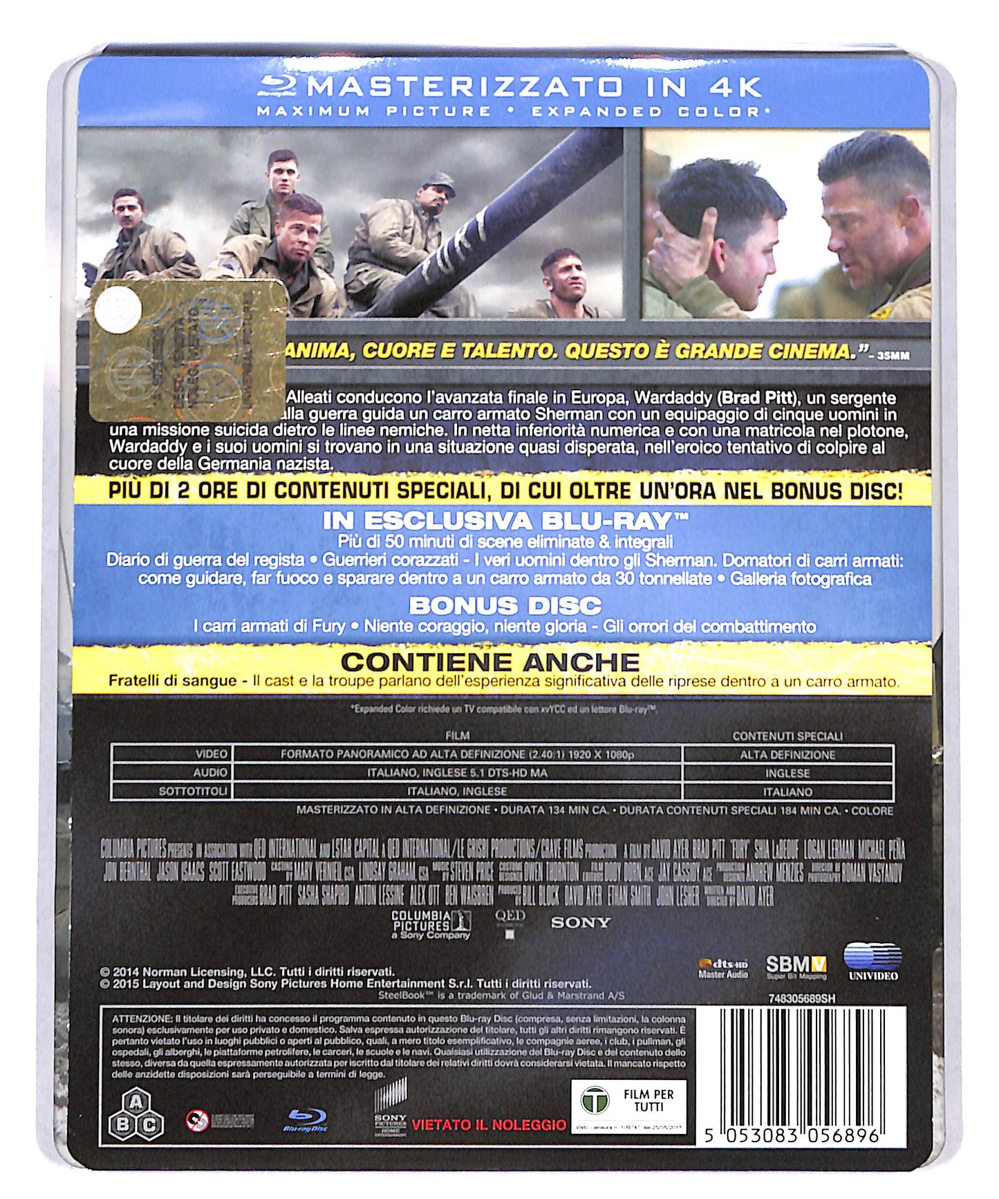 EBOND Fury STEELBOOK + BONUS DISC BLURAY DB773604