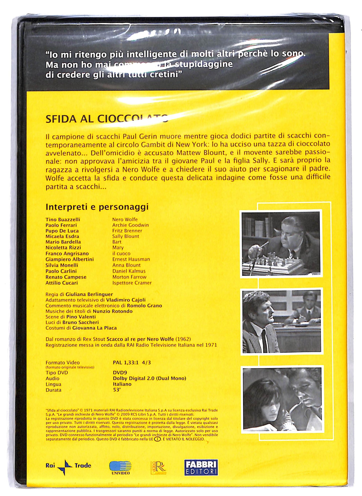 EBOND Nero wolfe - sfida al cioccolato 1° puntata EDITORIALE DVD DB773831