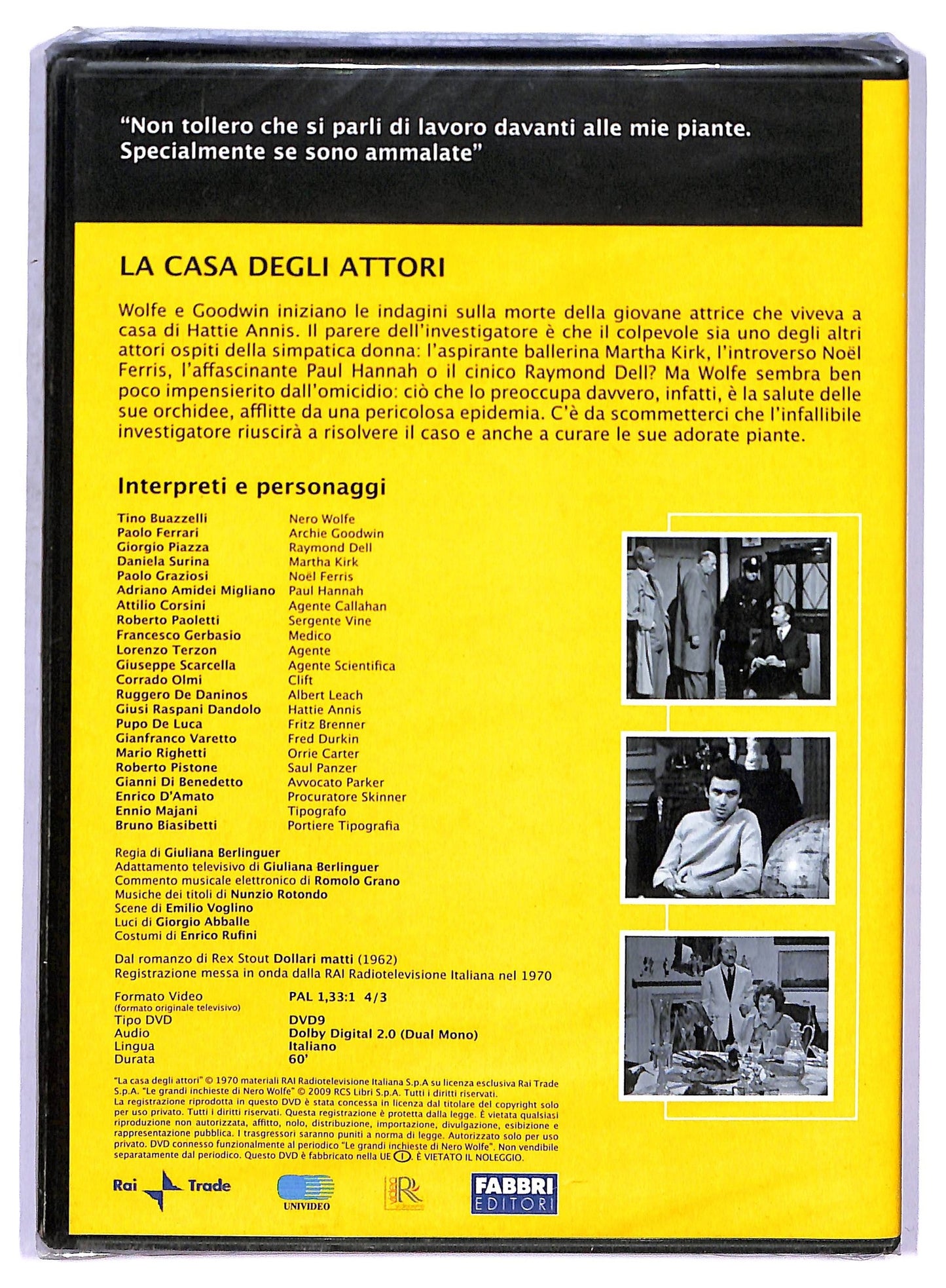 EBOND La casa degli attori seconda puntata - Nero wolfe EDITORIALE DVD DB773833