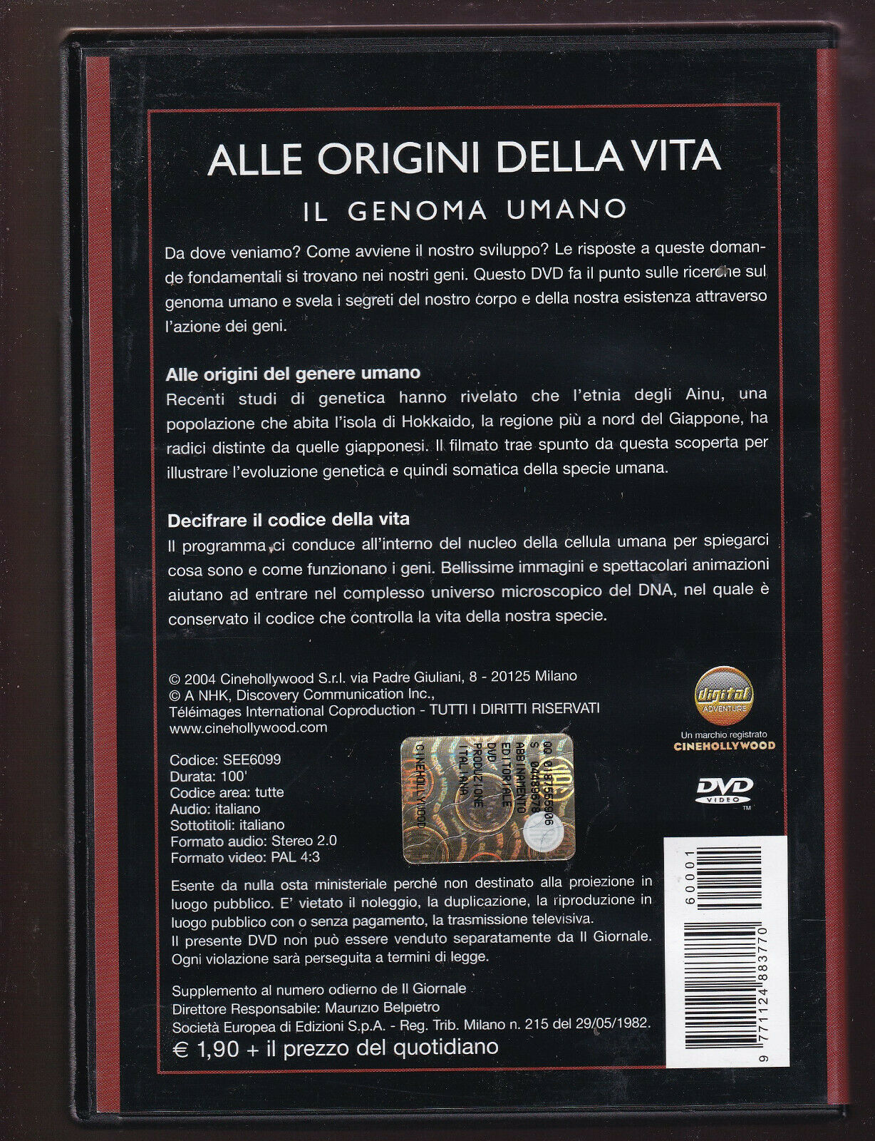 EBOND Alle Origini Della Vita Editoriale DVD DB773840