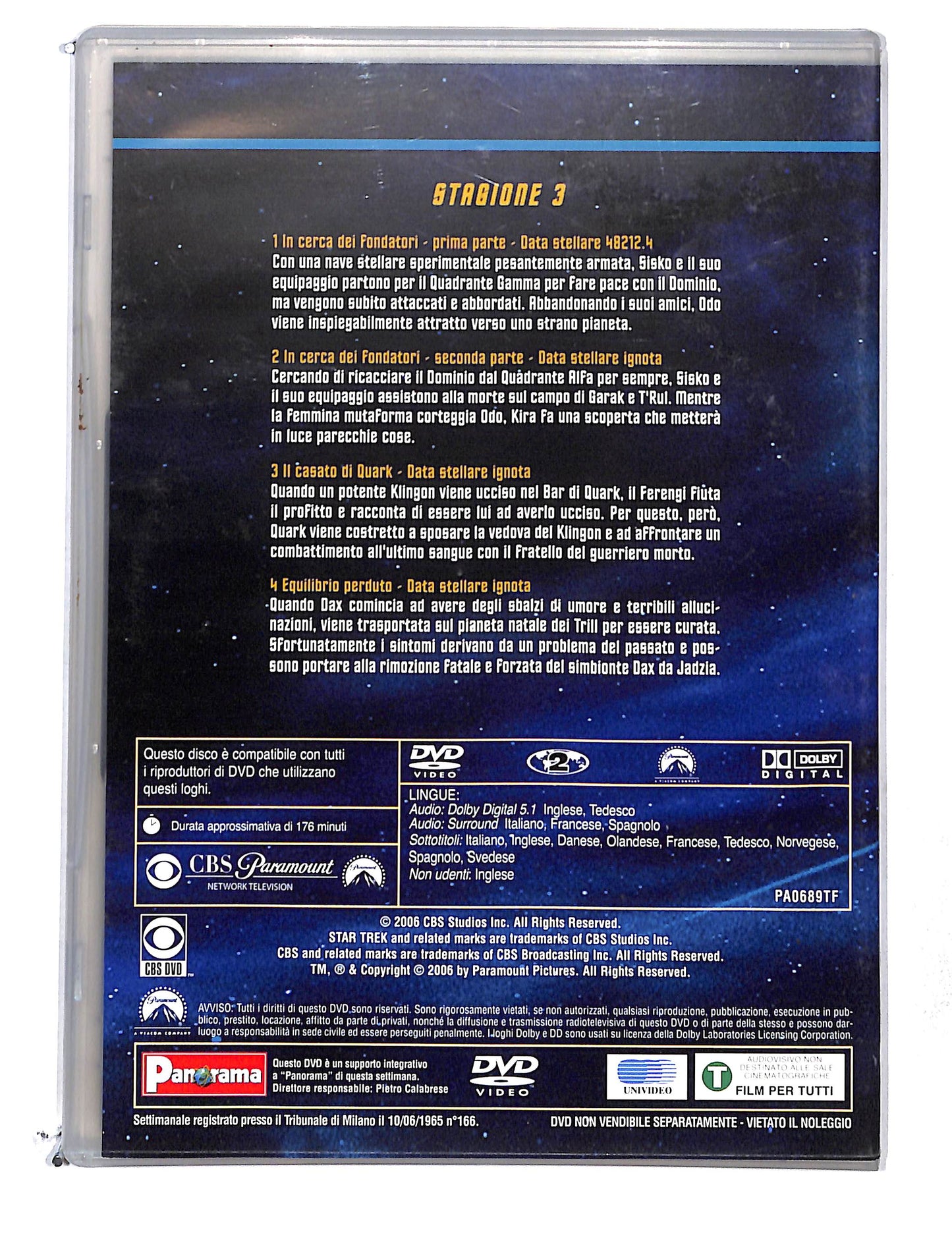 EBOND Star Trek Deep Space Nine Stagione 3 disco 1 eps 1- 4 DVD DB775104