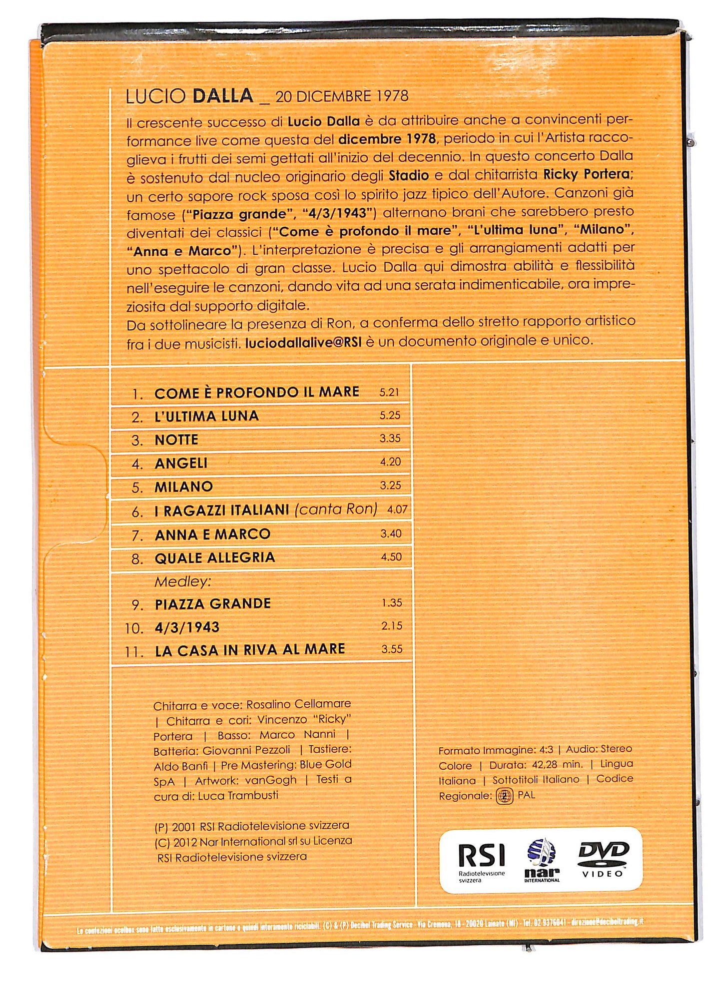 EBOND Lucio Dalla - Live @ RTSI EDITORIALE DVD DB775357