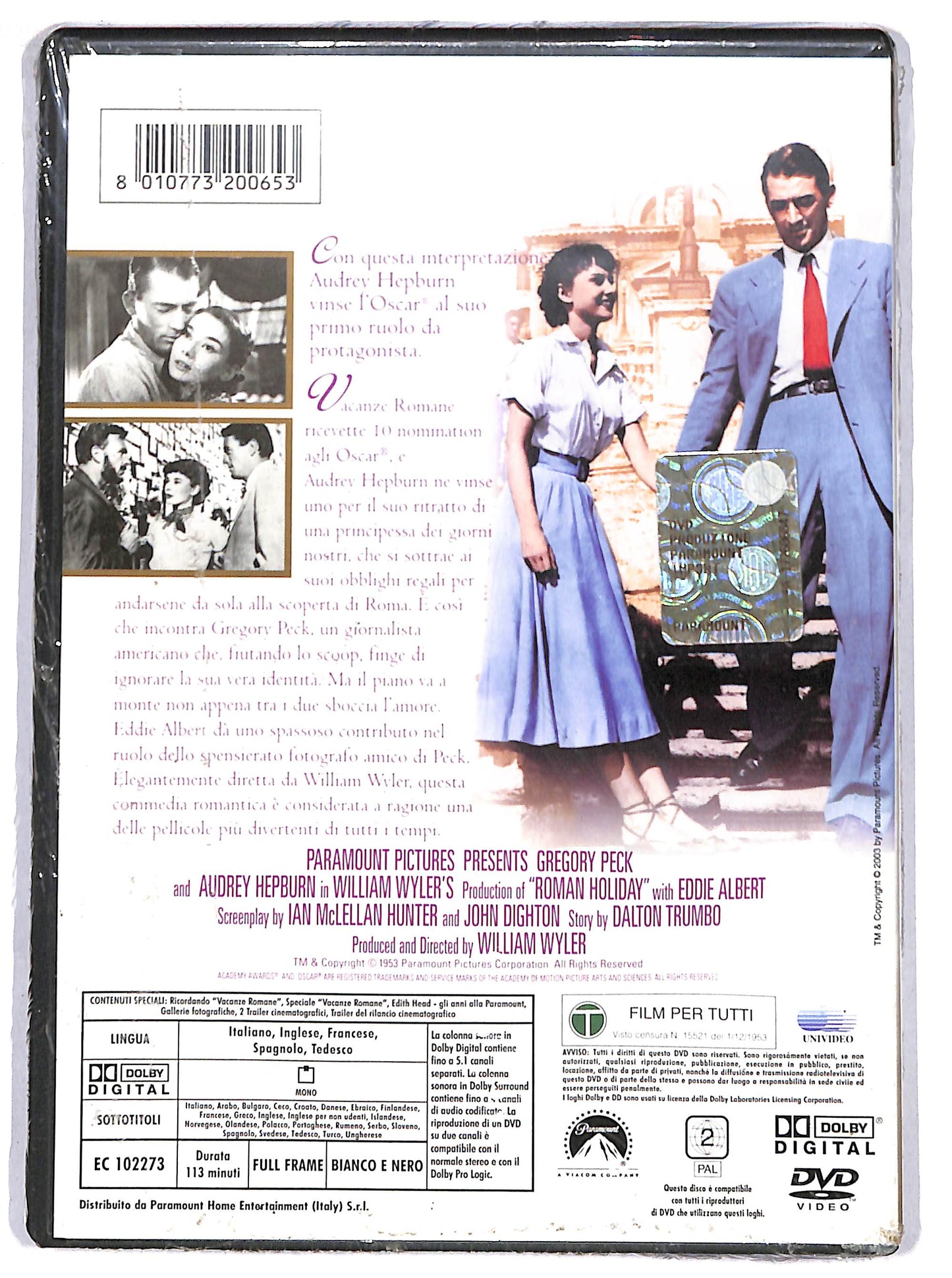 EBOND vacanze romane EDIZIONE SPECIALE da collezione DVD DB775629