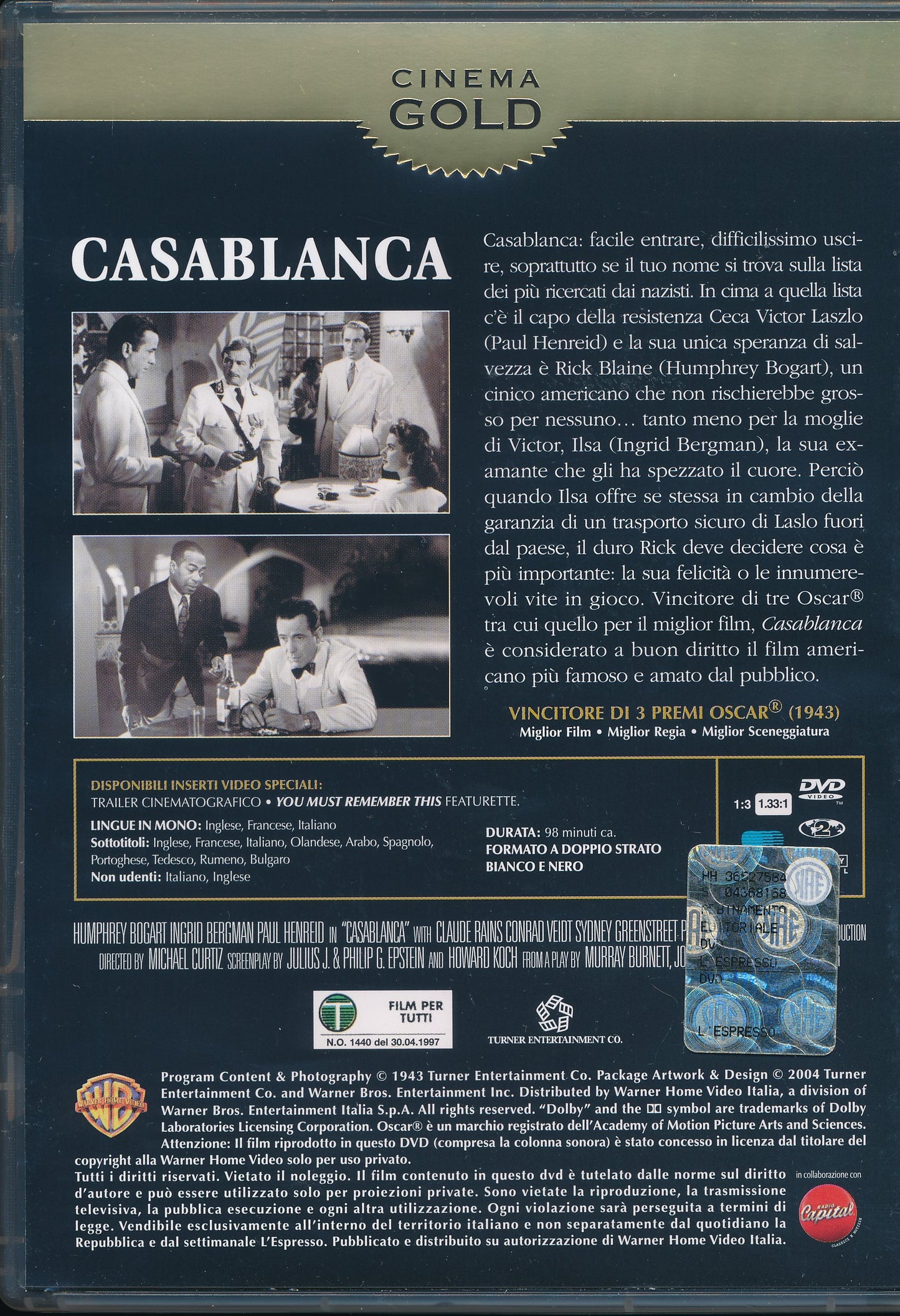 EBOND Casablanca - La Cineteca Repubblica Cinema Gold [Editoriale] DVD DB776839