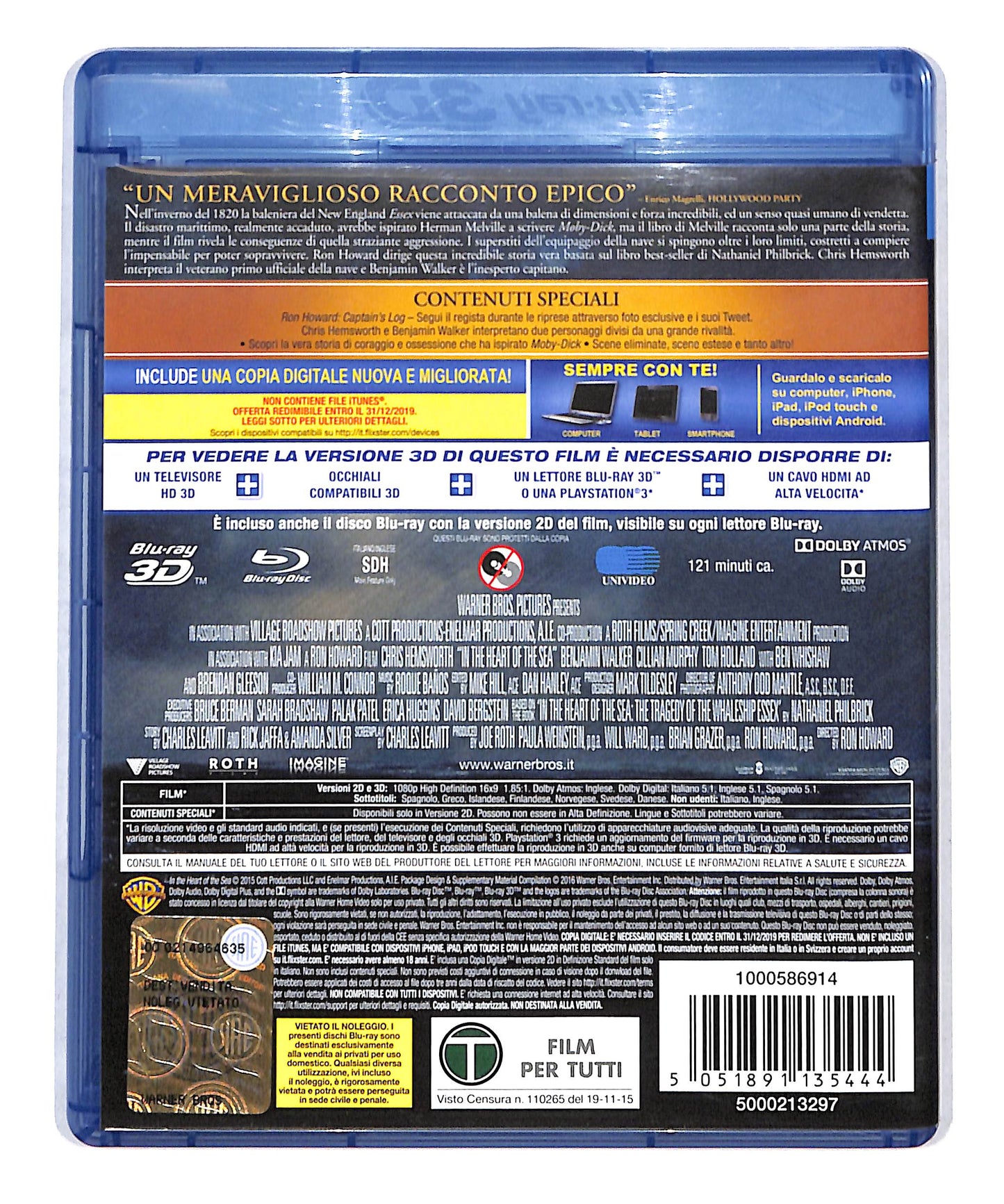 EBOND Heart of the Sea Le Origini di moby dick BLURAY 3D + BLURAY DB777808