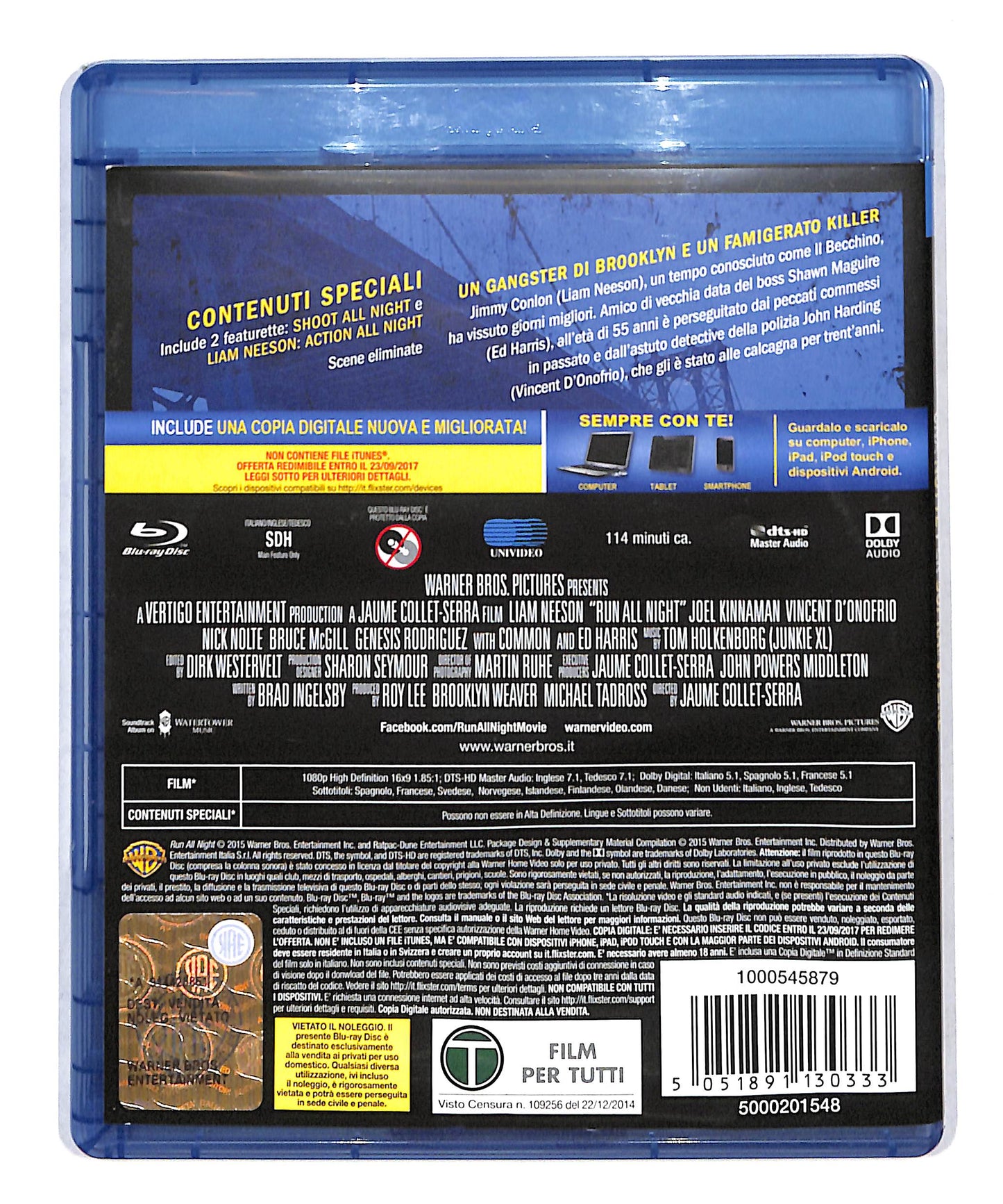 EBOND Run All Night Una Notte Per Sopravvivere+ Copia Digitale BLURAY DB777846