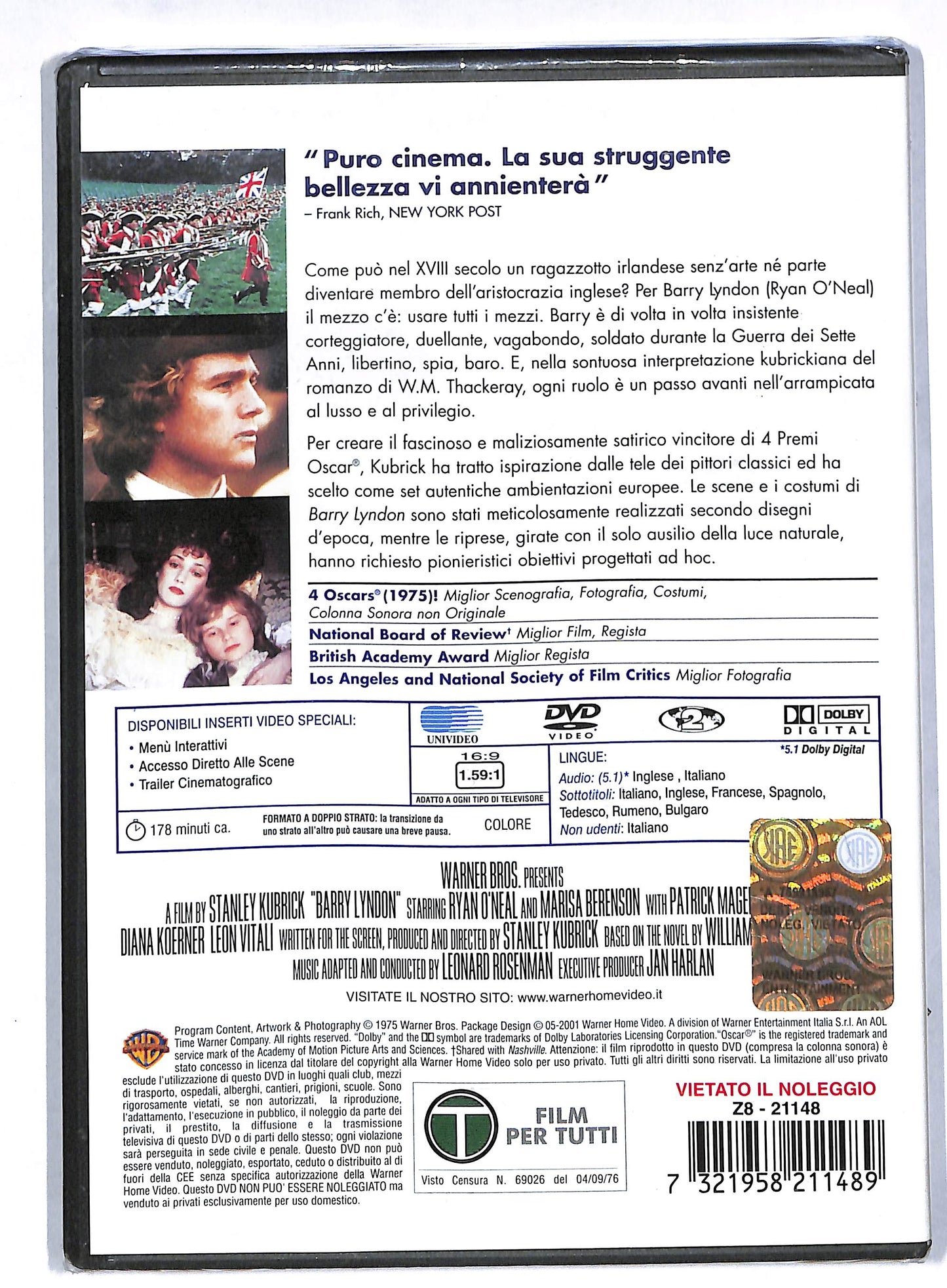 EBOND Stanley Kubrick Collection - Barry Lyndon DVD DB786807