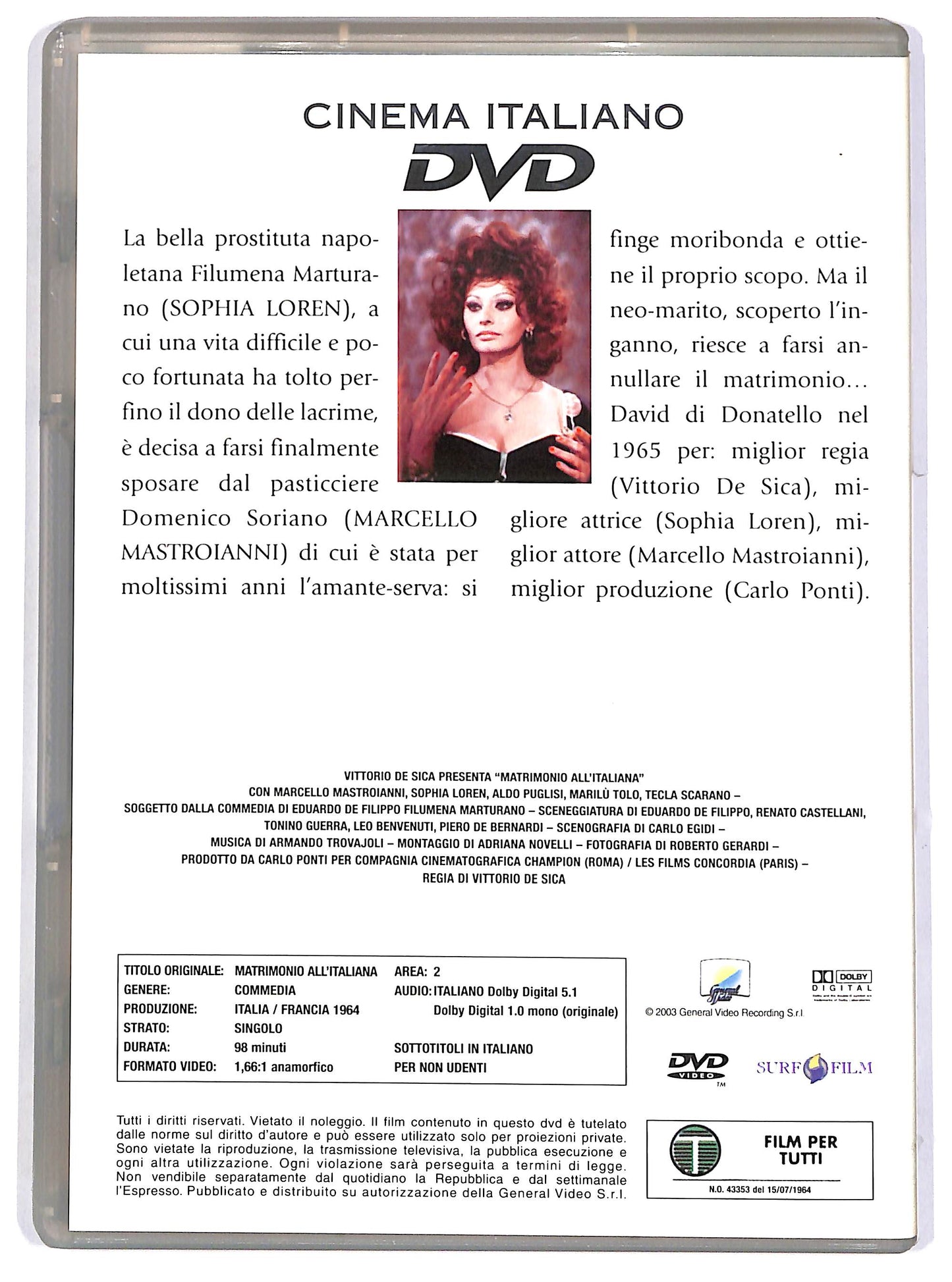 EBOND Matrimonio all'italiana EDITORIALE DVD DB787331