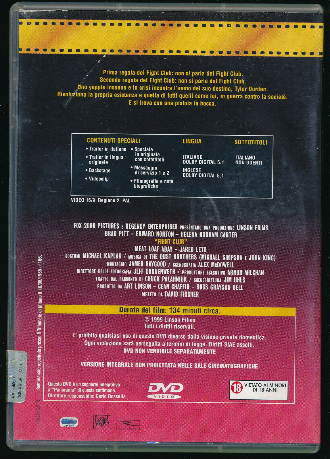 EBOND Fight Club Editoriale DVD DB789831