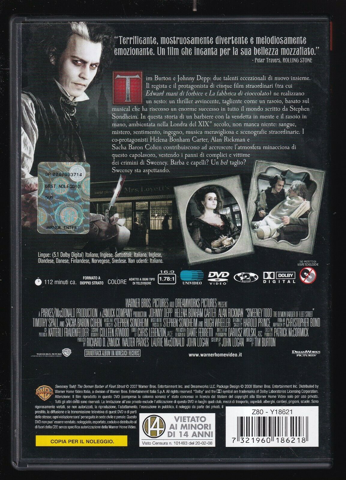 EBOND Sweeney Todd Il Diabolico Barbiere Di Fleet Street Ex Noleggio DVD DB791344