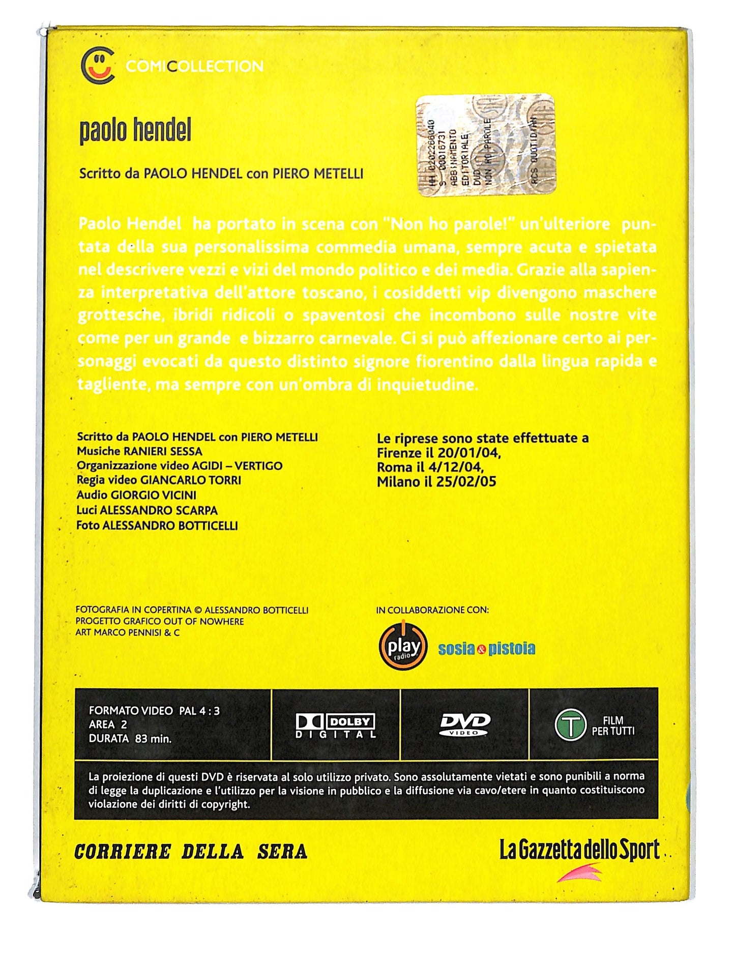 EBOND Paolo Hendel non ho parole DIGIPACK DVD DB794844