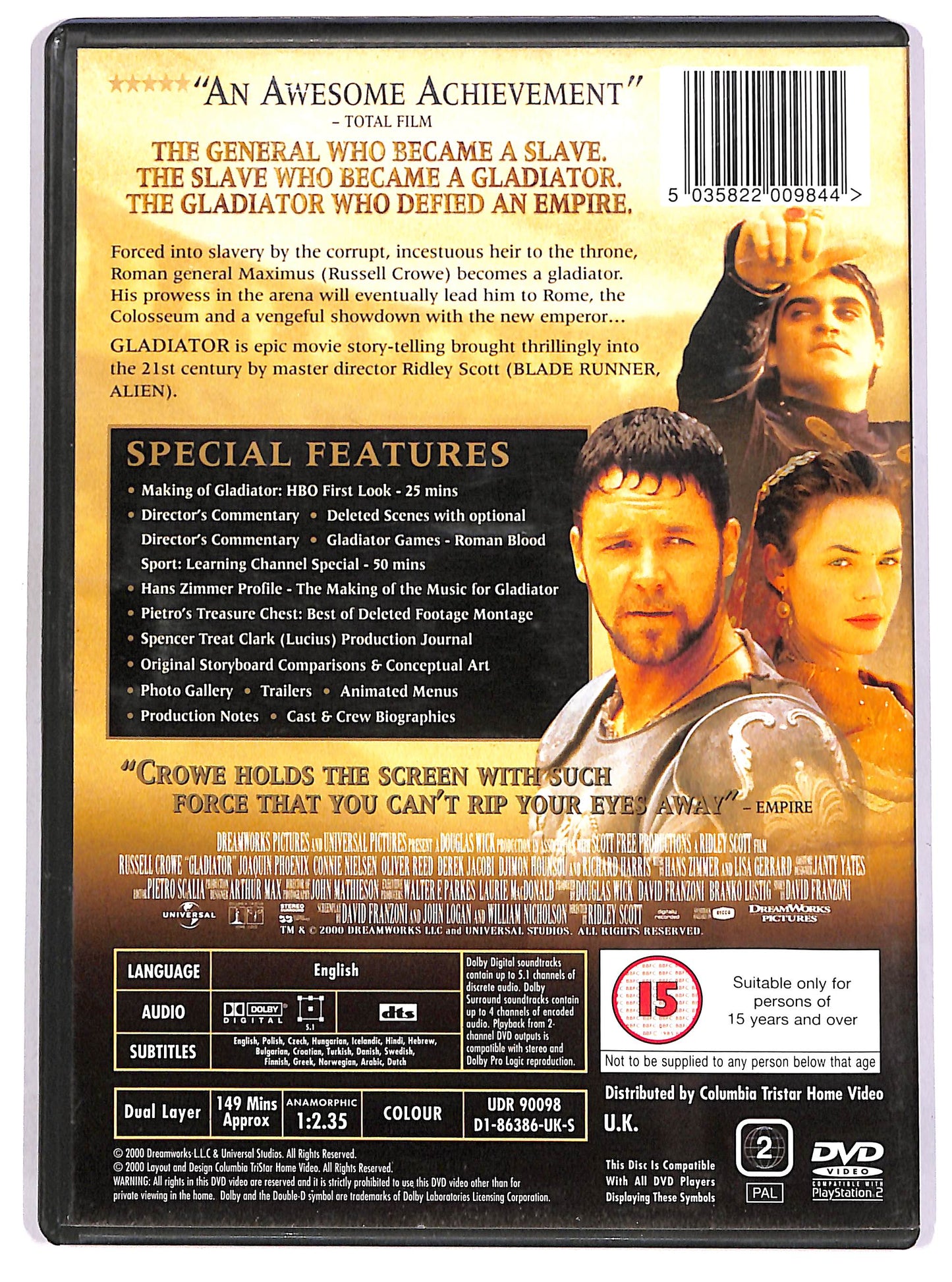 EBOND Gladiator SPECTACULAR EDITION (2 disc)[UK Ver DVD DB796610