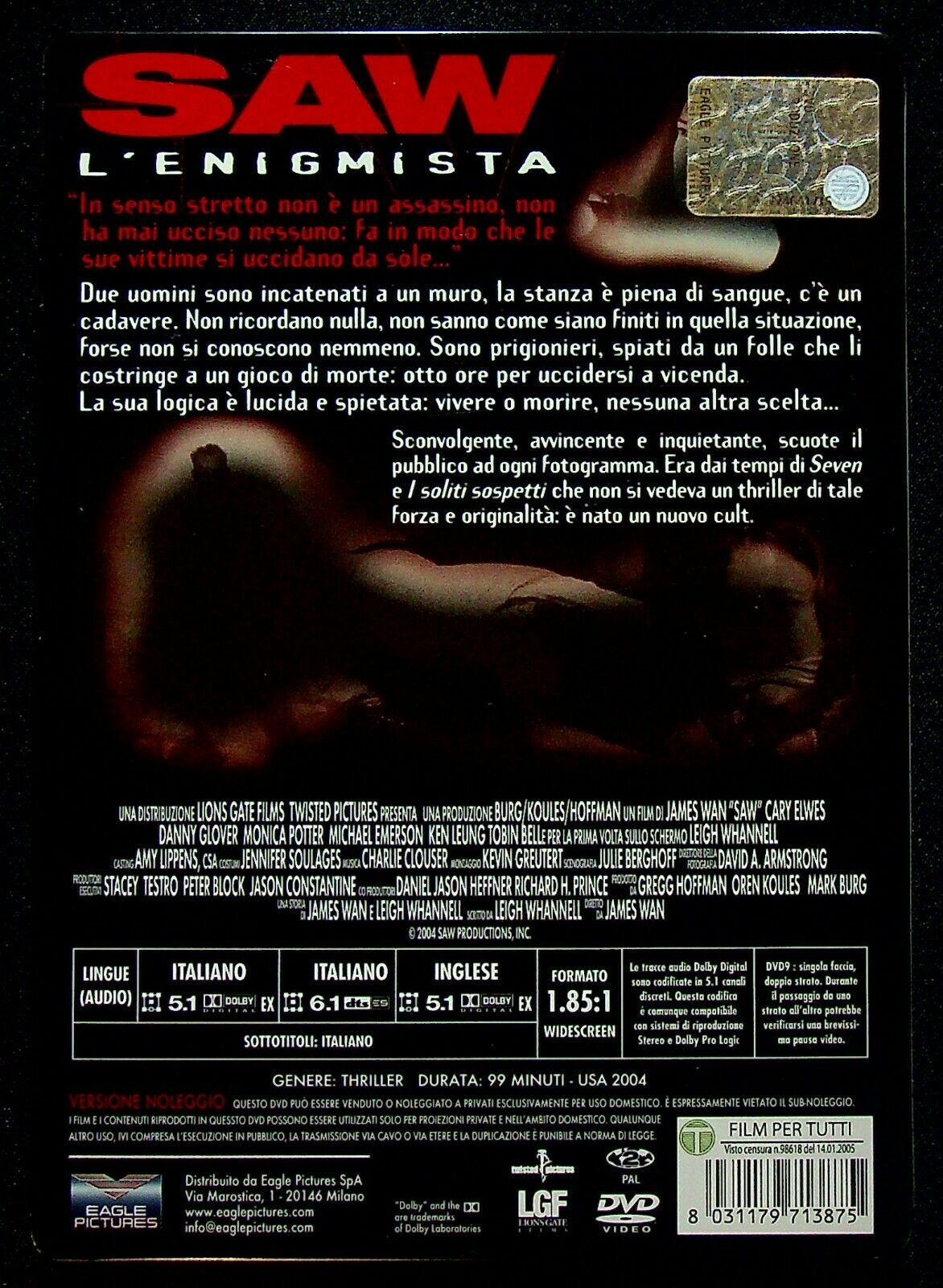 EBOND Saw L'enigmista Steelbook NOLEGGIO DVD DB803460