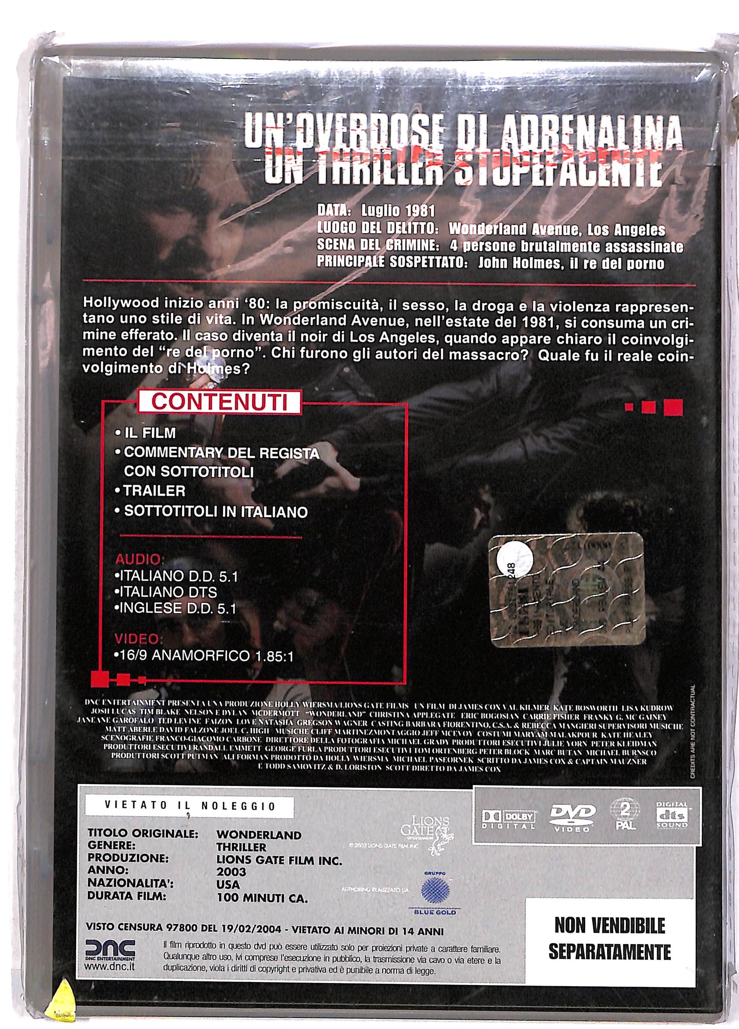 EBOND WONDERLAND (2003) NOLEGGIO DVD DB803464