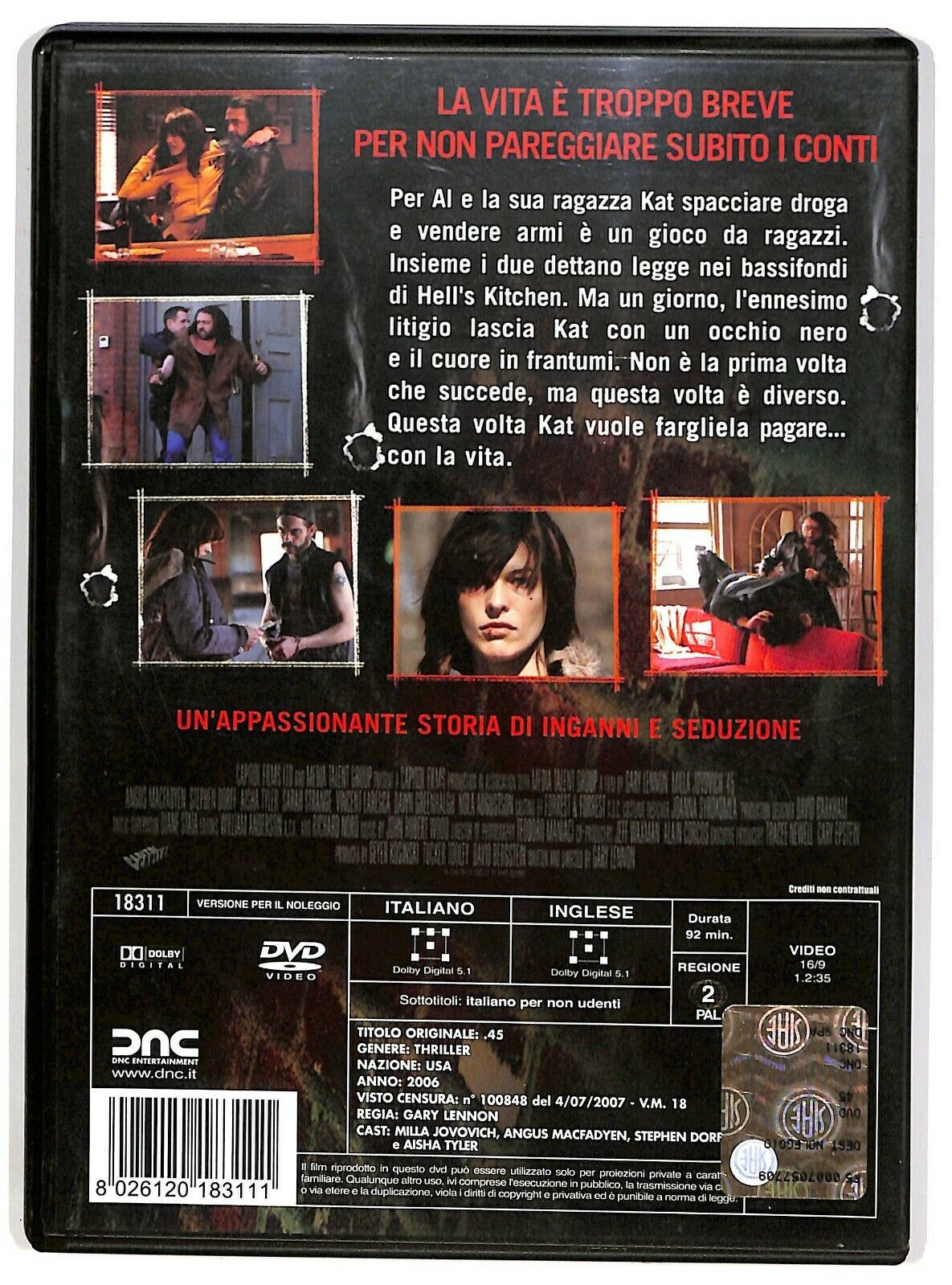EBOND .45 (2006) Di Gary Lennon Con Milla Jovovich Ex Noleggio DVD DB805612