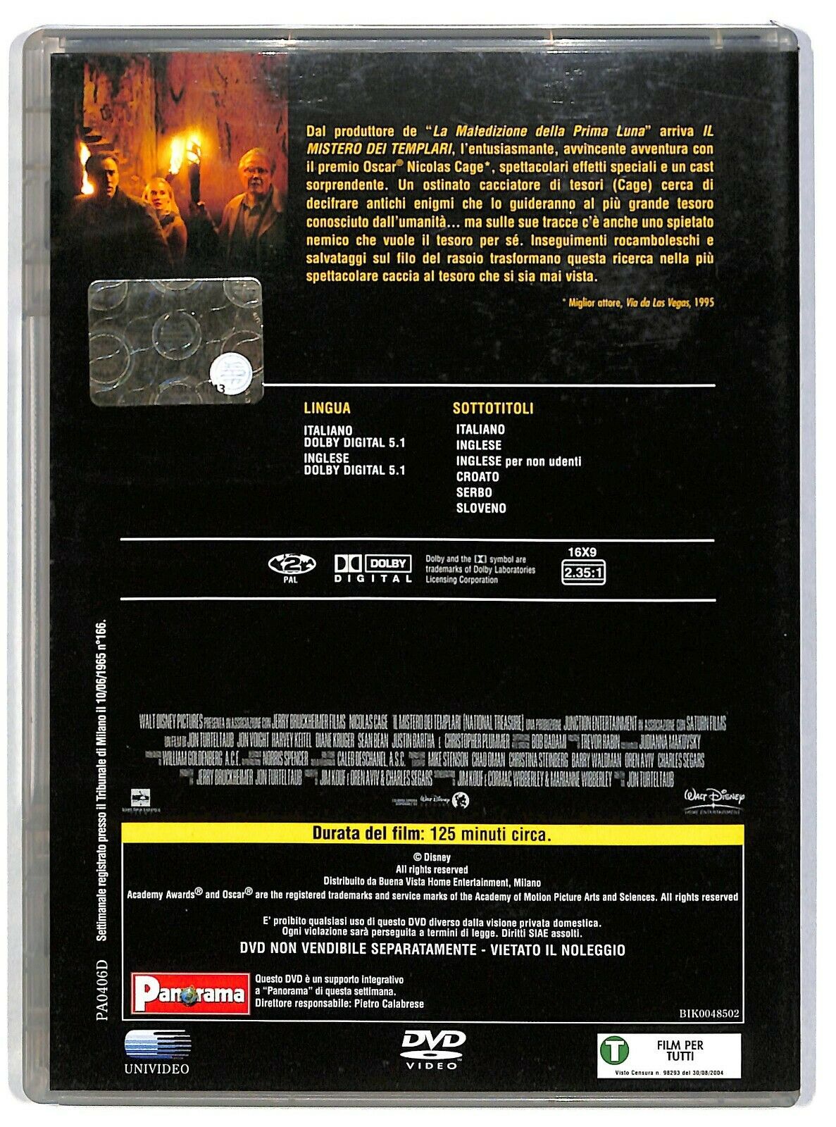 EBOND Il Mistero Dei Templari Con Nicolas Cage Editoriale DVD DB810130