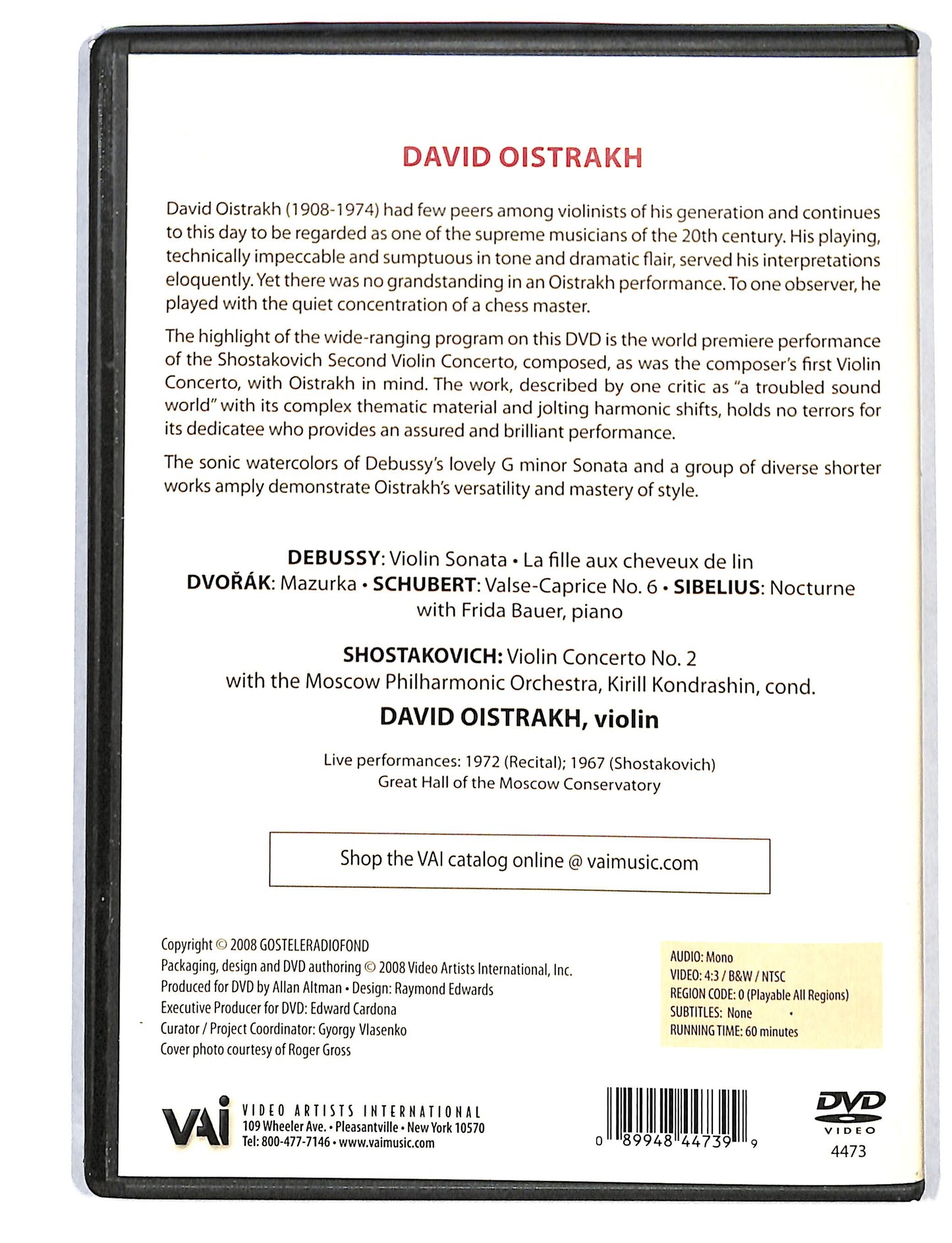 EBOND David Oistrakh - Shostakovich violin concerto n.2 DVD DB812901