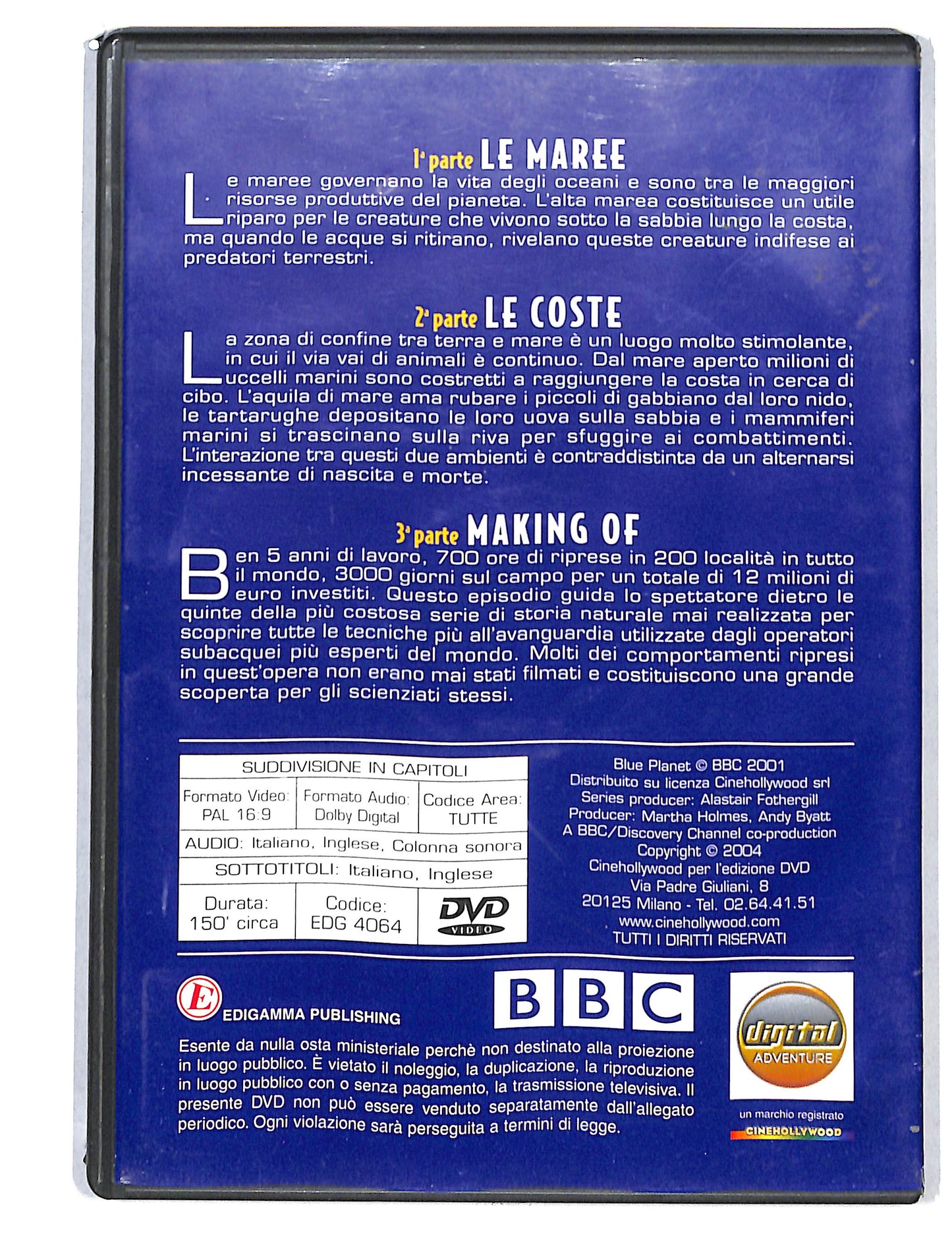 EBOND 1 parte le maree 2 parte le coste 3 parte making of DVD DB813864