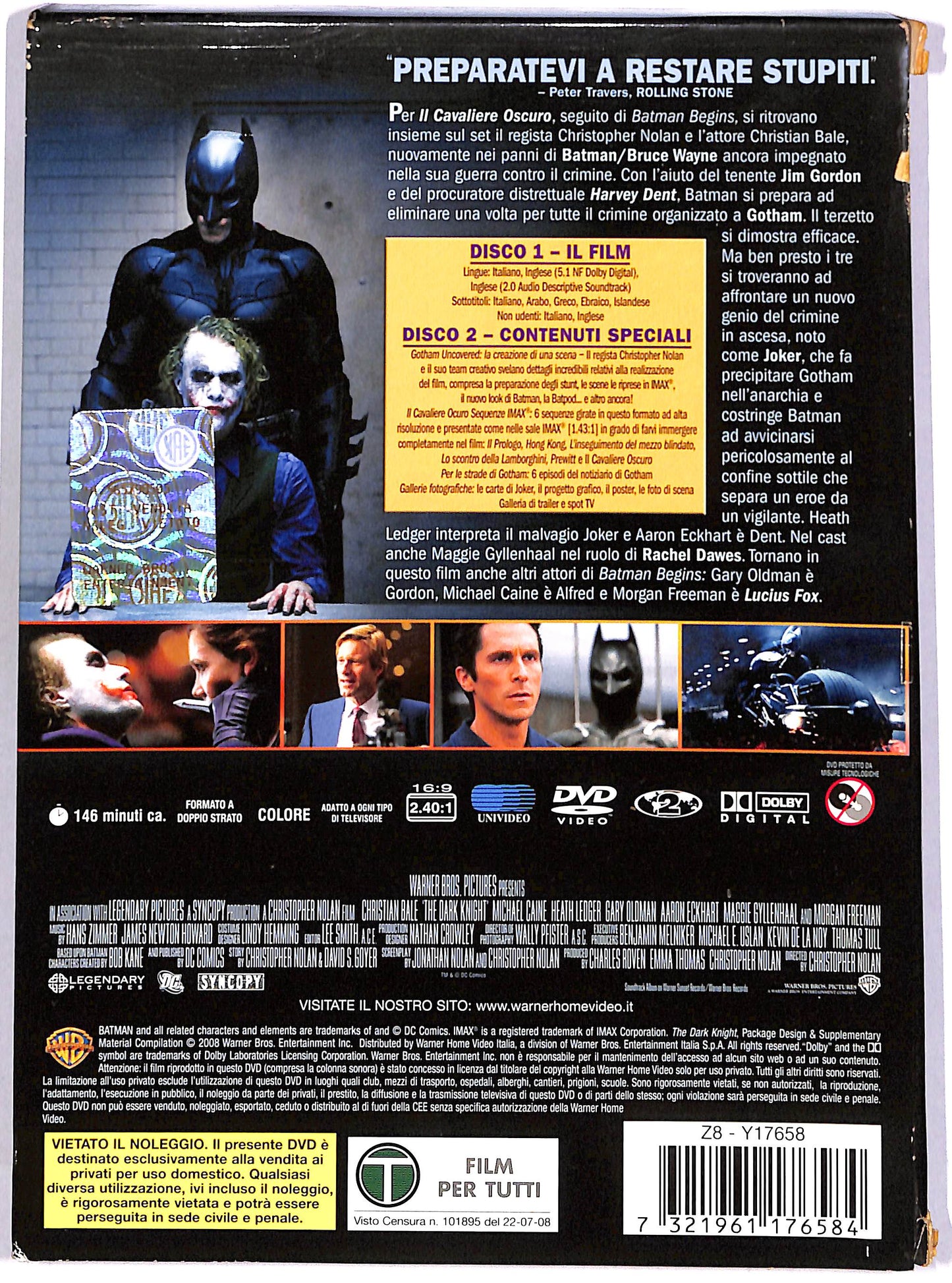 EBOND Il cavaliere Oscuro SLIPCASE EDIZIONE SPECIALE (2 dischi) DVD DB814760