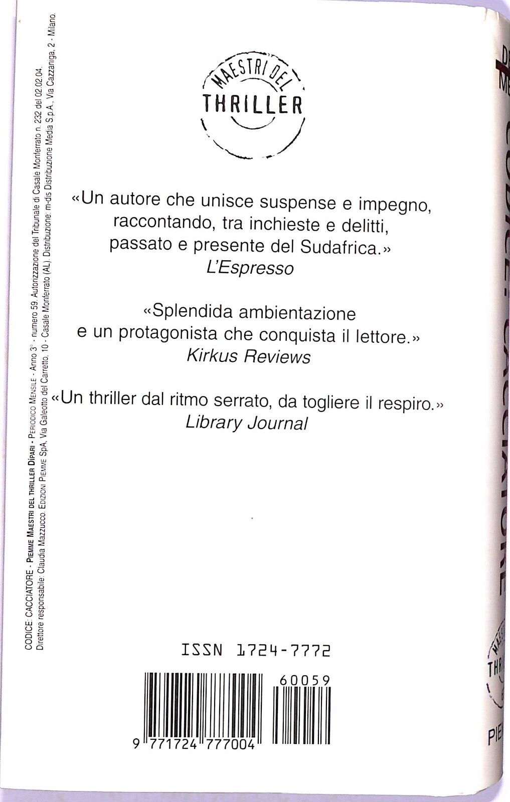 EBOND Codice: Cacciatore Deon Meyer Libro LI003568